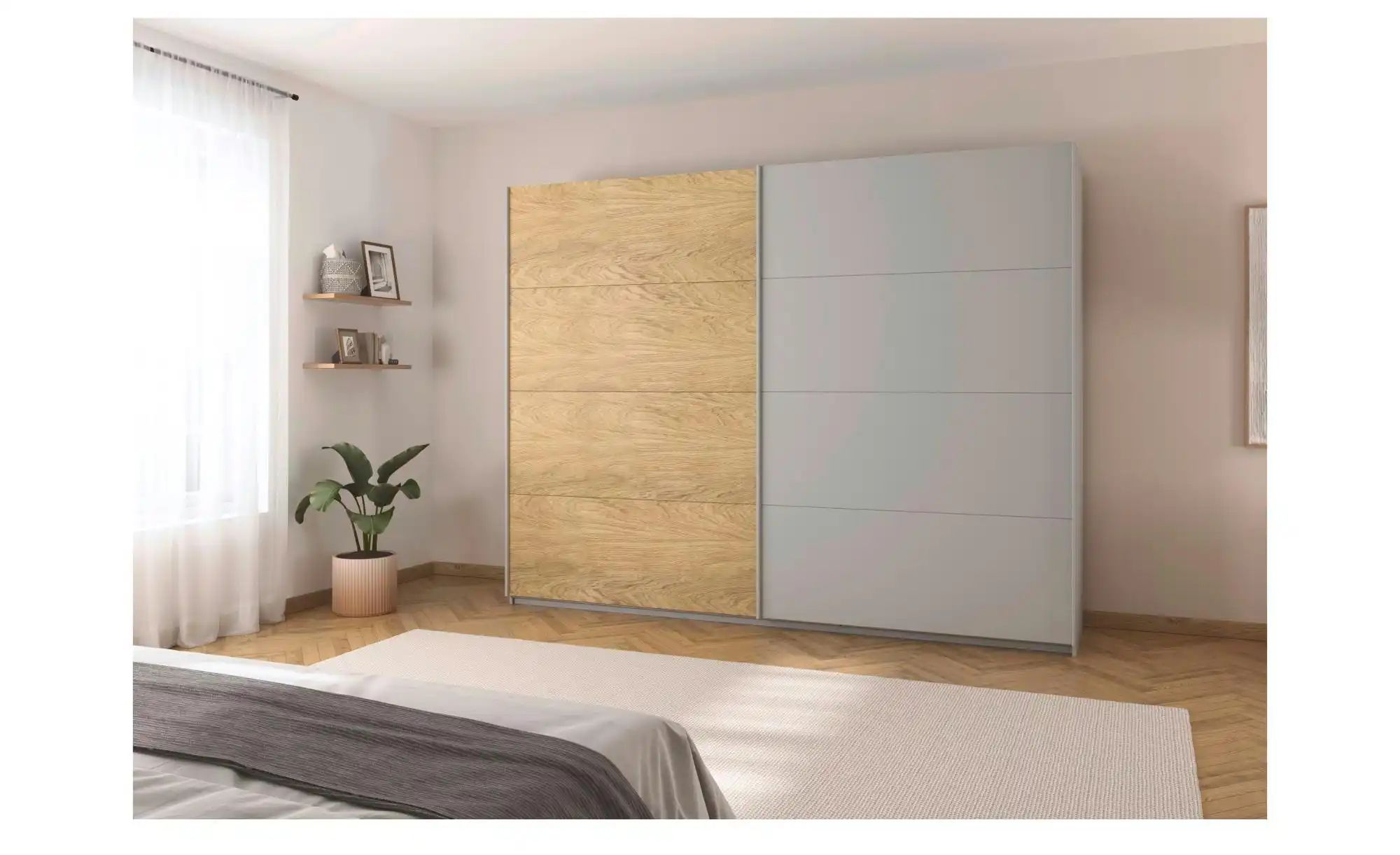 Schwebetürenschrank 2 türig Malva Extra ¦ grau ¦ Maße (cm): B: 271 H: 210 S günstig online kaufen