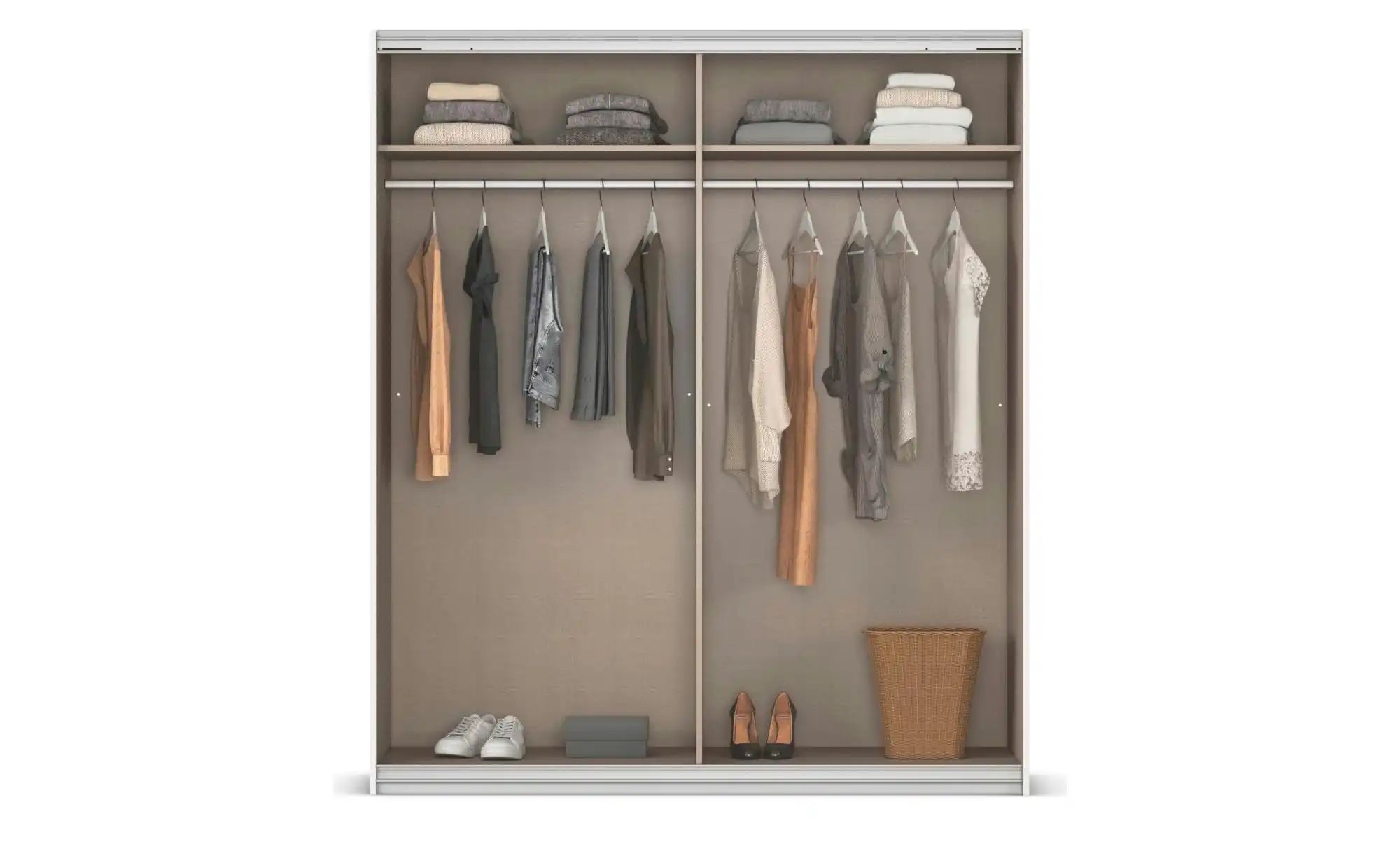 Schwebetürenschrank mit Spiegel Malva Extra ¦ grau ¦ Maße (cm): B: 181 H: 2 günstig online kaufen