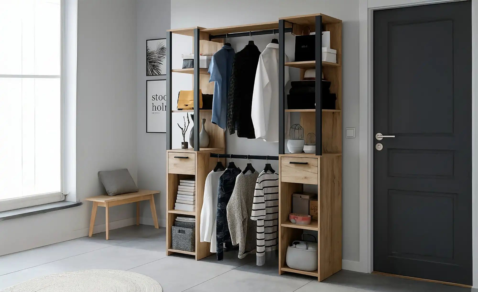 Offener Kleiderschrank  Kendal ¦ holzfarben ¦ Maße (cm): B: 160 H: 201 T: 5 günstig online kaufen