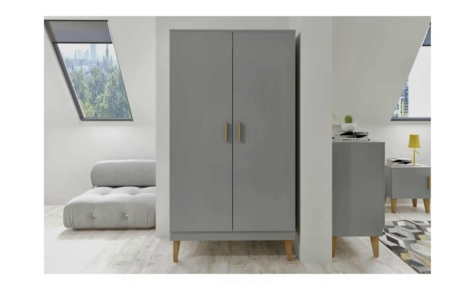 Thumbnail - Kleiderschrank Kubi ¦ grau ¦ Maße (cm): B: 55 H: 184 Schränke > Kleiderschränke > Drehtürenschränke - Höffner