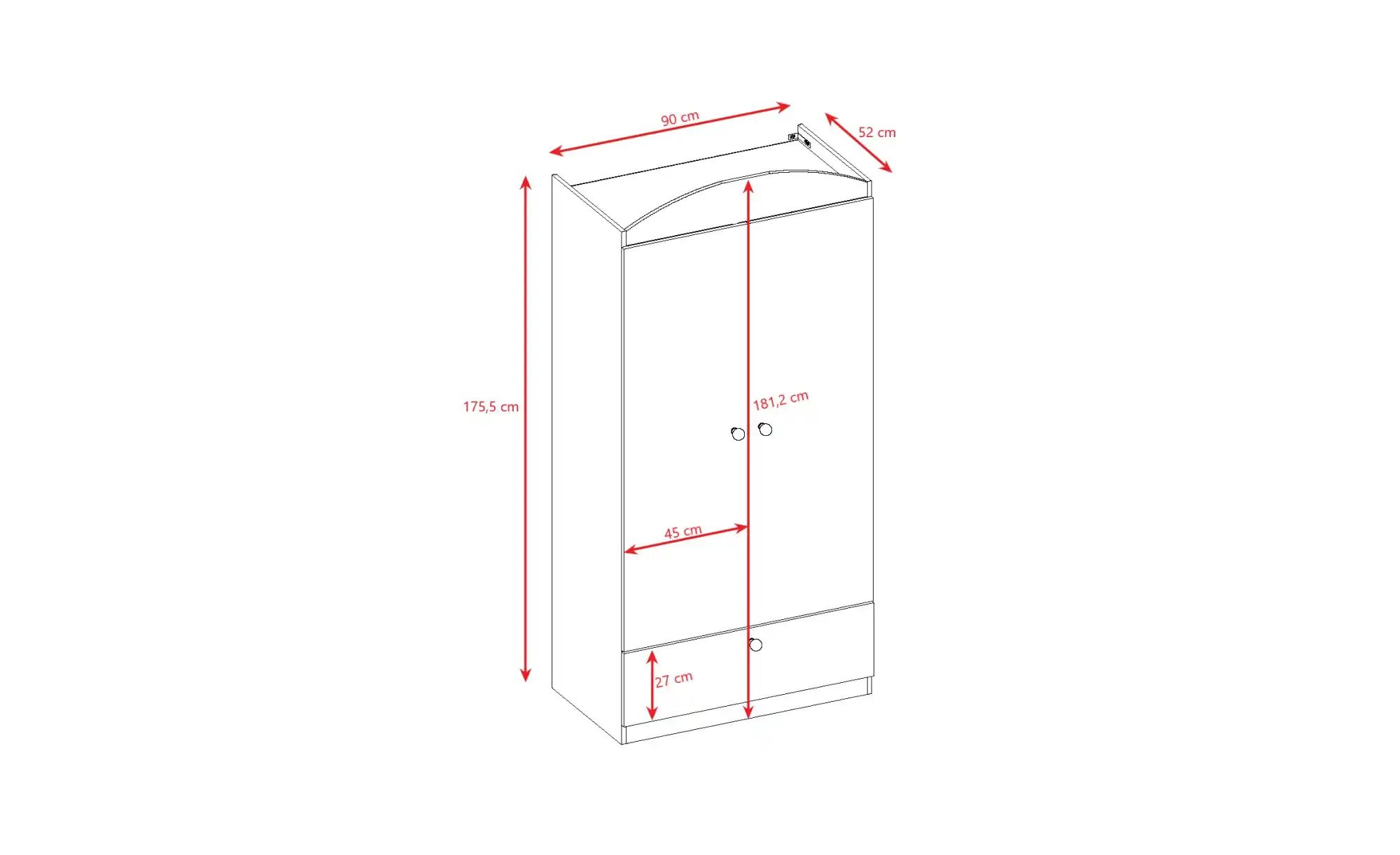 Thumbnail - Kleiderschrank Pferd ¦ rosa/pink ¦ Maße (cm): B: 52 H: 181,2 Schränke > Kleiderschränke > Drehtürenschränke - Höffner