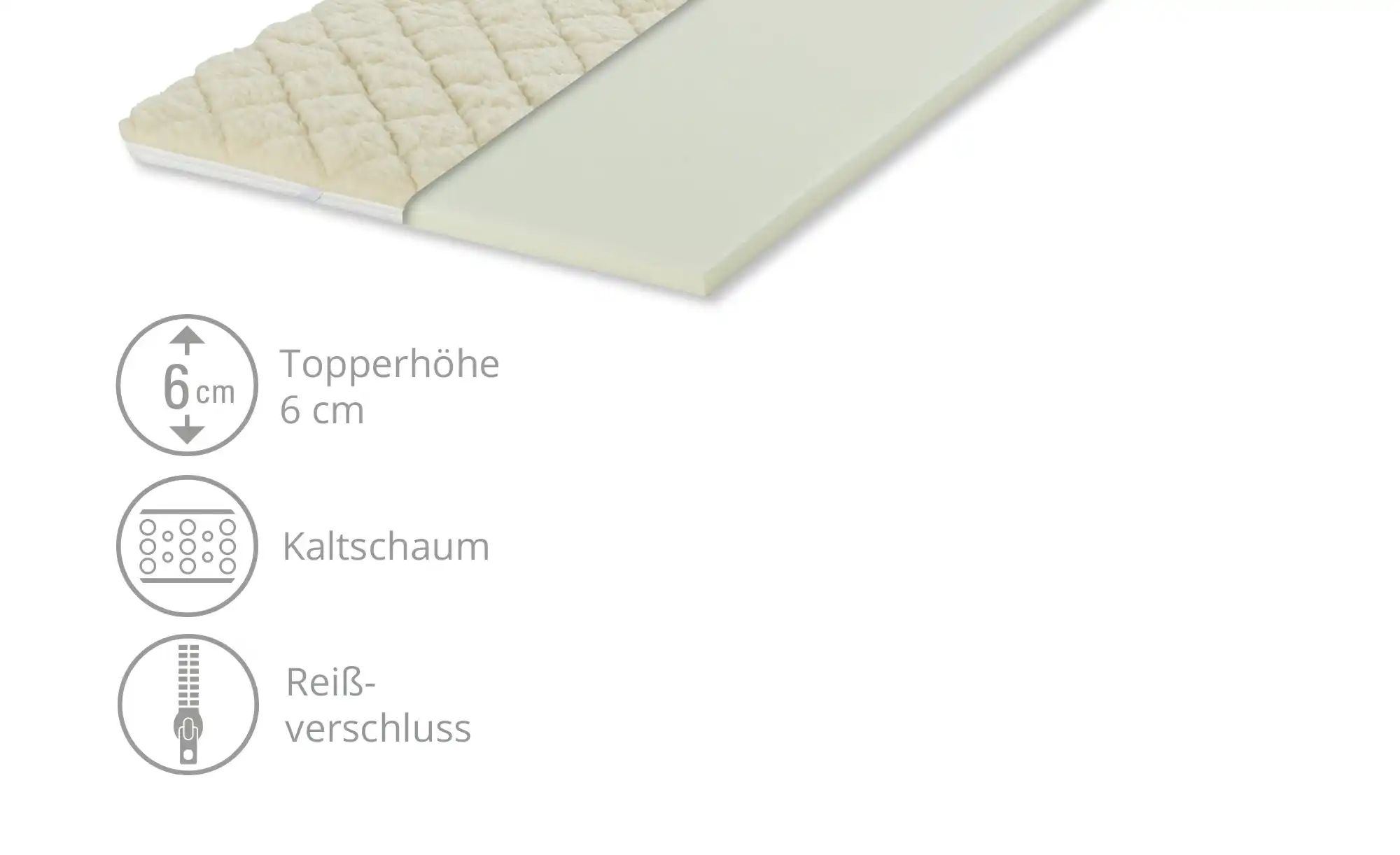 Matratzentopper  Elegant Lammflor ¦ weiß ¦ Maße (cm): B: 90 H: 6 Matratzen günstig online kaufen