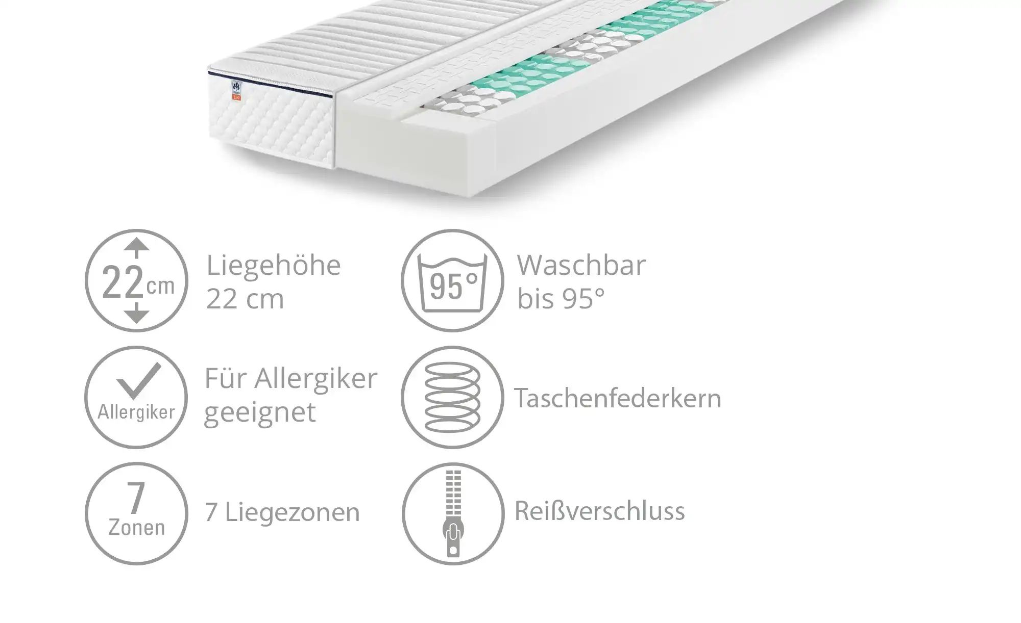 IRISETTE Taschenfederkernmatratze ¦ weiß ¦ Maße (cm): B: 100 H: 22 Matratze günstig online kaufen