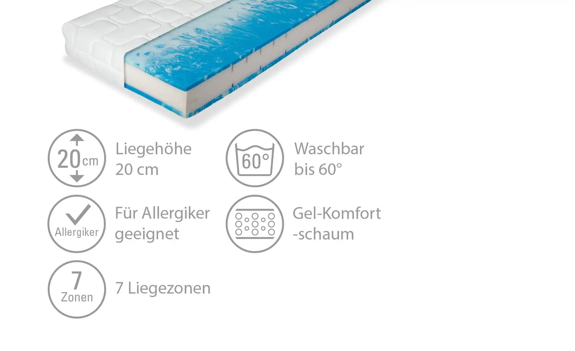 Gel-/Komfortschaum-Matratze  Duo Gel Comfort ¦ weiß ¦ Maße (cm): B: 90 H: 2 günstig online kaufen