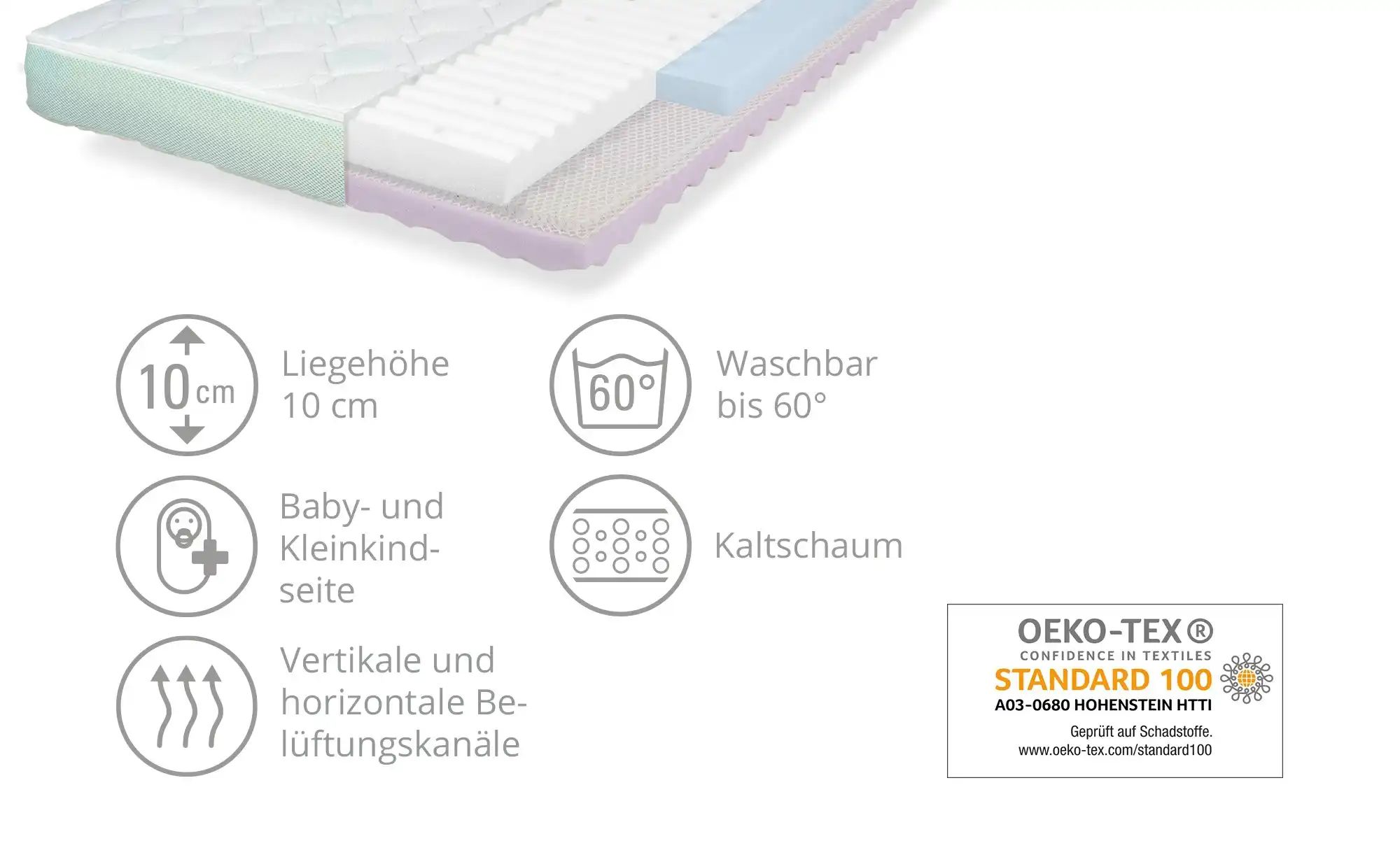 Thumbnail - Alvi Kindermatratze Breez ¦ weiß ¦ Maße (cm): B: 70 H: 10 Matratzen & Zubehör > Matratzen-Arten > Kaltschaum-Matratzen ...