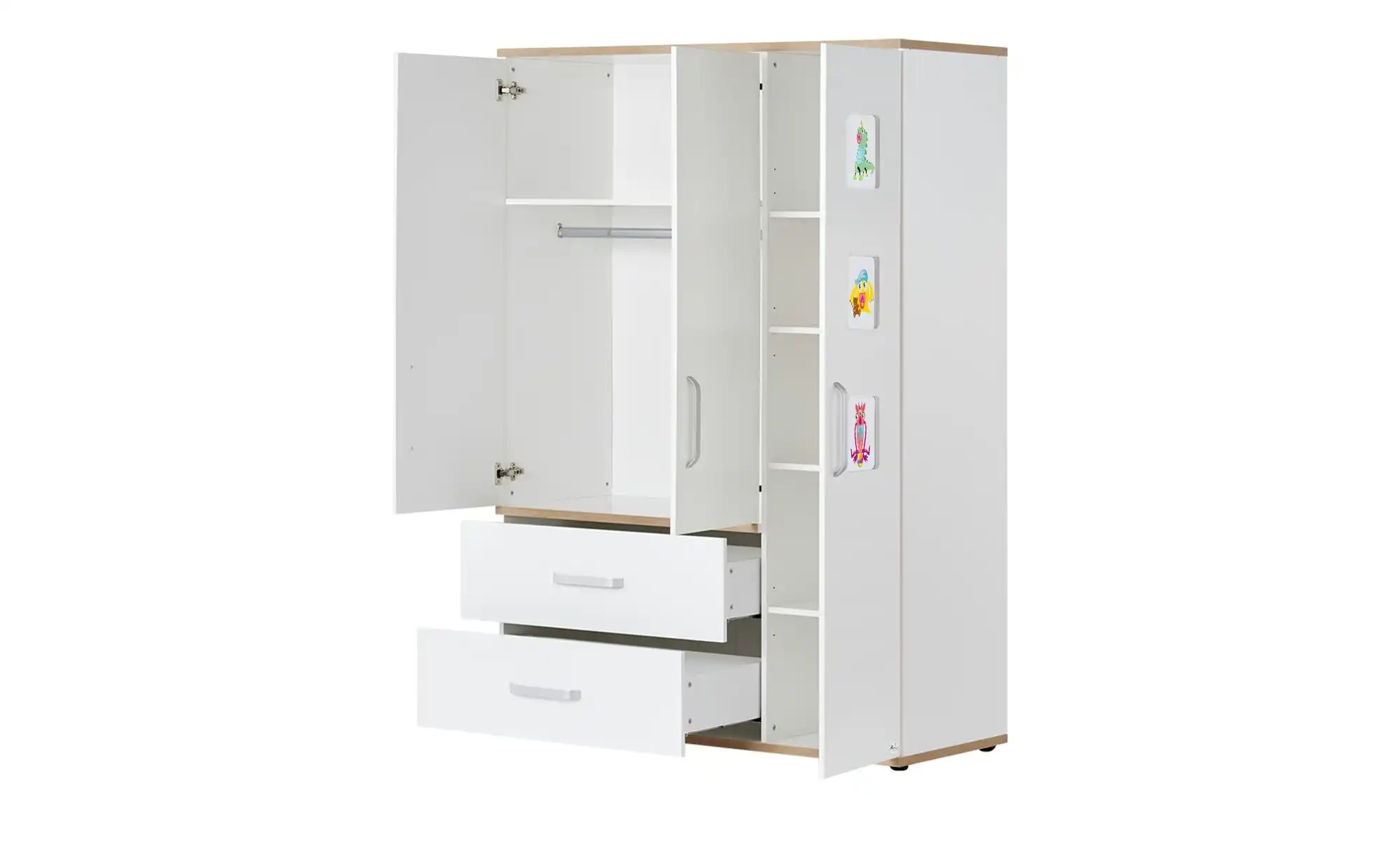 Mia & Mo Kleiderschrank  Clea ¦ weiß ¦ Maße (cm): B: 135 H: 193 T: 55 Baby günstig online kaufen