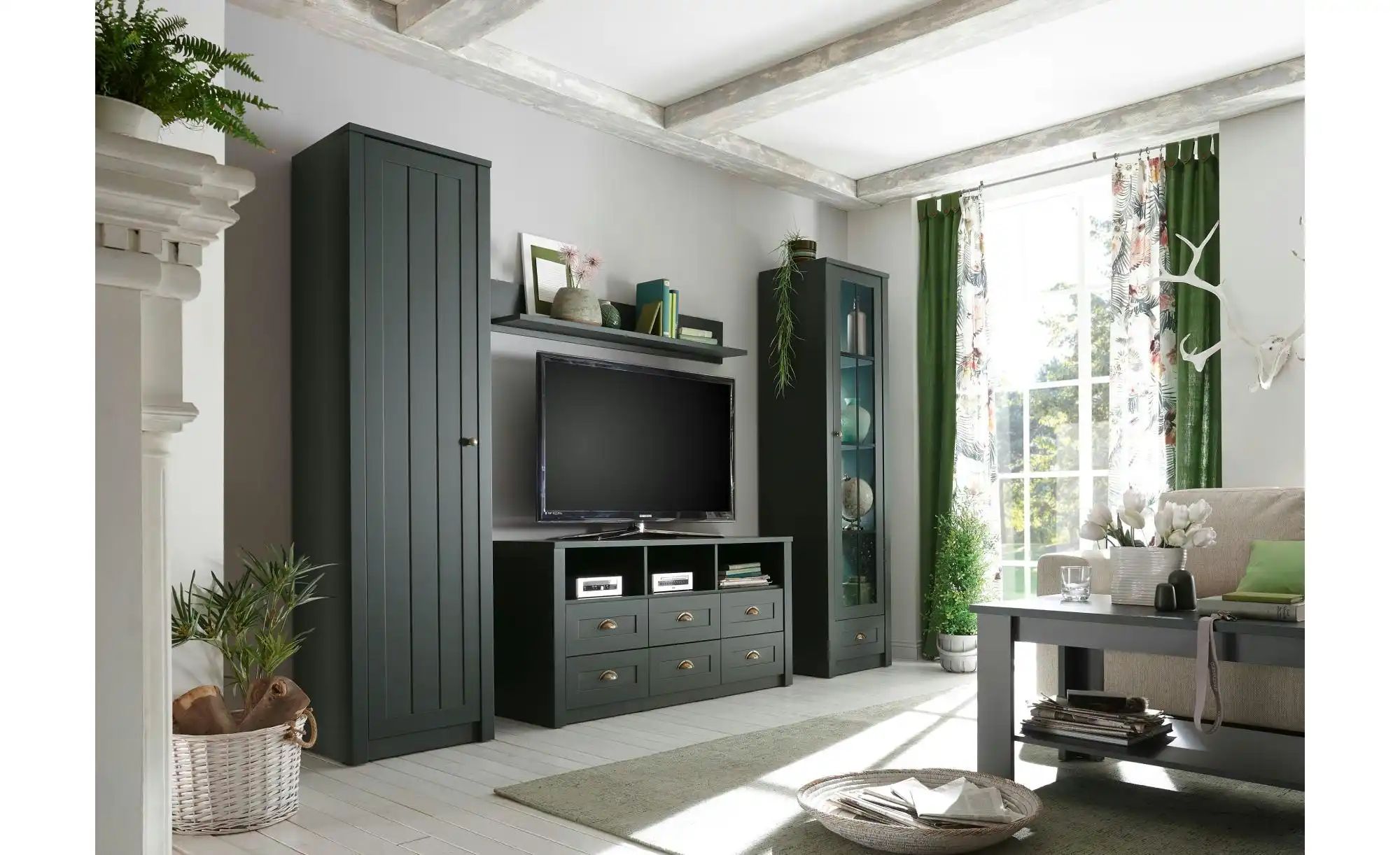 Wohnwand   ¦ grün ¦ Maße (cm): B: 270 H: 198 Kommoden & Sideboards > Wohnwä günstig online kaufen
