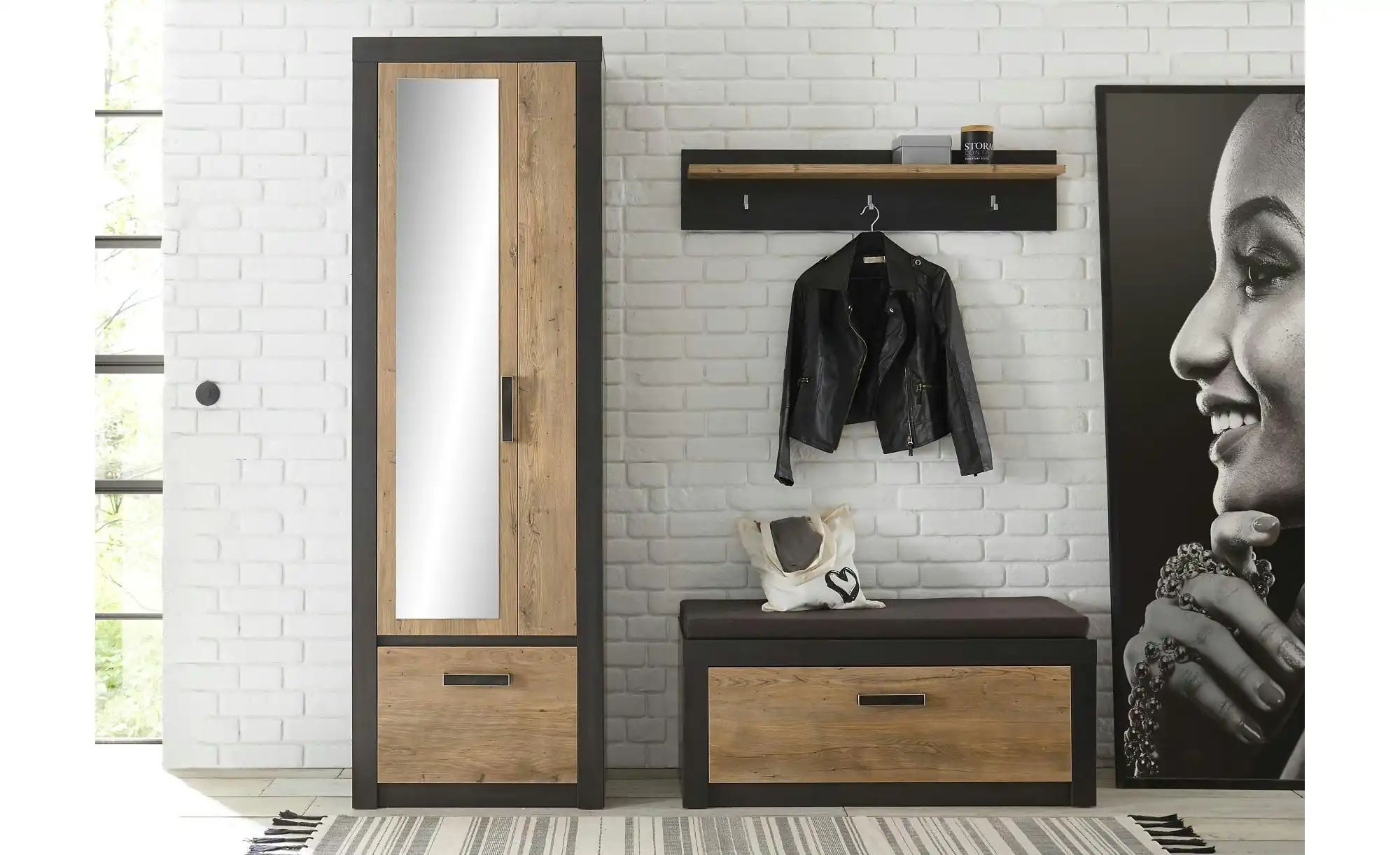 Garderobenpaneel  Balerma ¦ grau ¦ Holzwerkstoff ¦ Maße (cm): B: 107 H: 23 günstig online kaufen