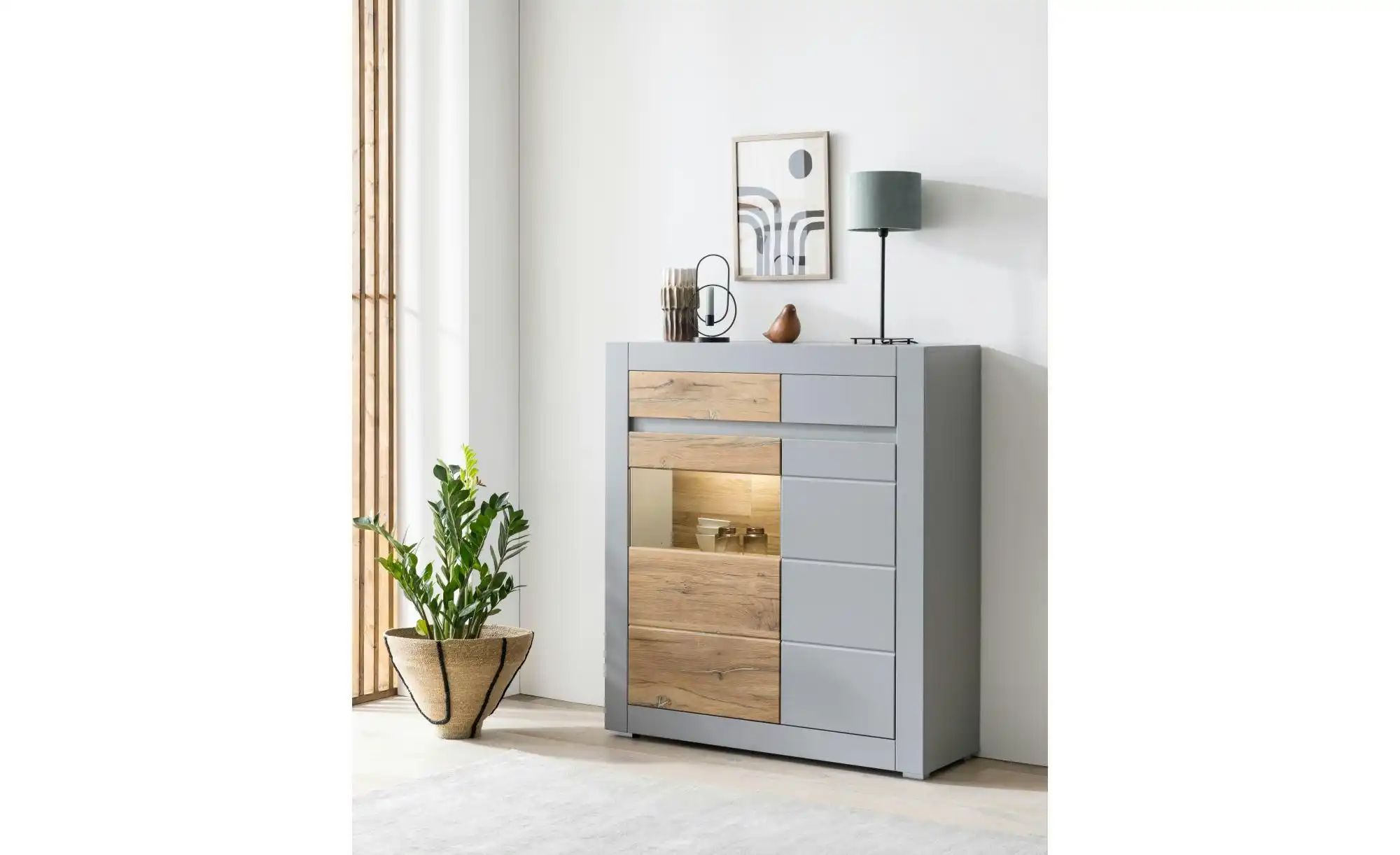 Thumbnail - Vitrine Cabanes ¦ grau ¦ Maße (cm): B: 100 H: 112,3 T: 35.0 Schränke > Vitrinen - Höffner