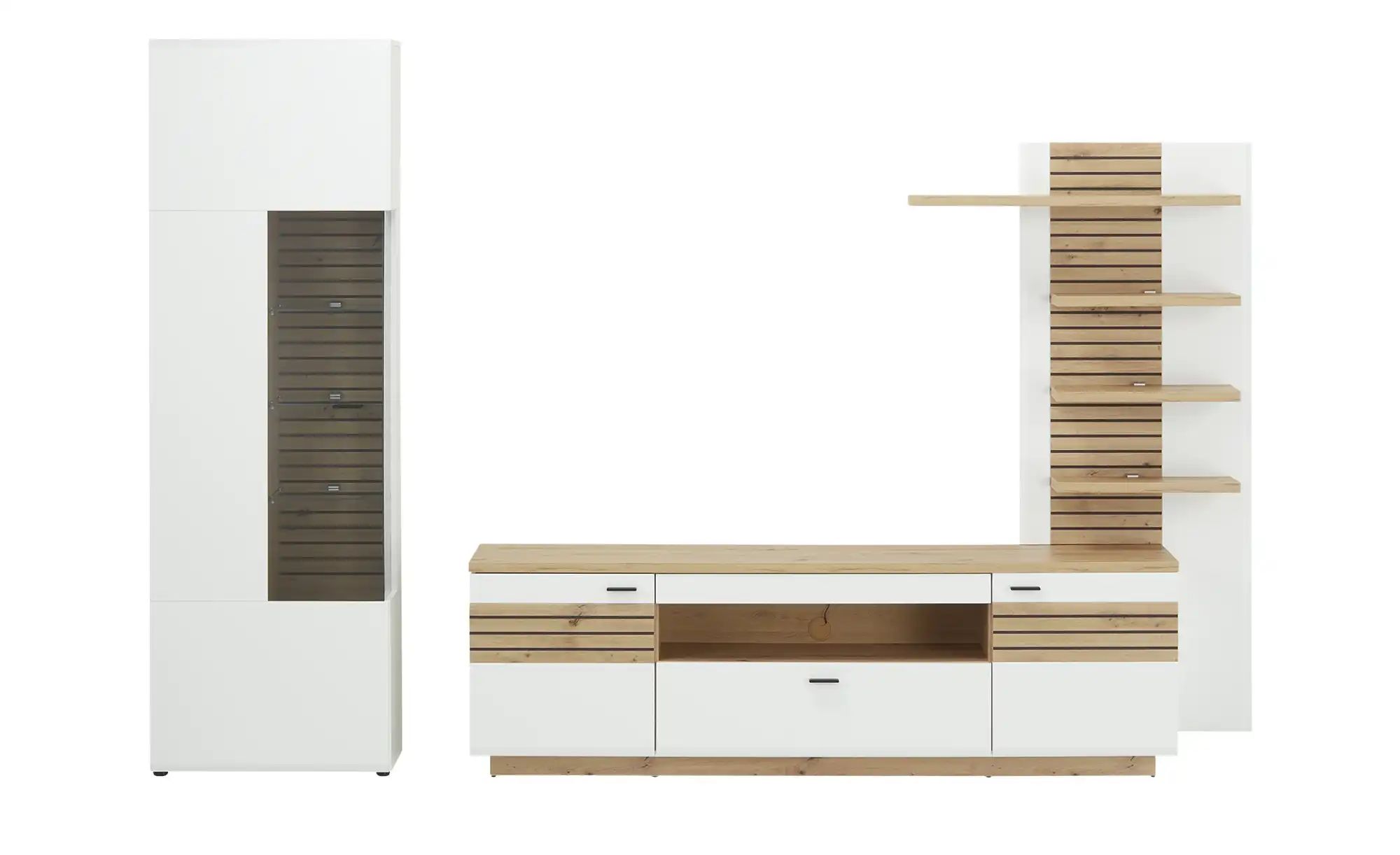 uno Wohnkombination  Fresno ¦ weiß ¦ Maße (cm): B: 296 H: 201 T: 47.0 Kommo günstig online kaufen