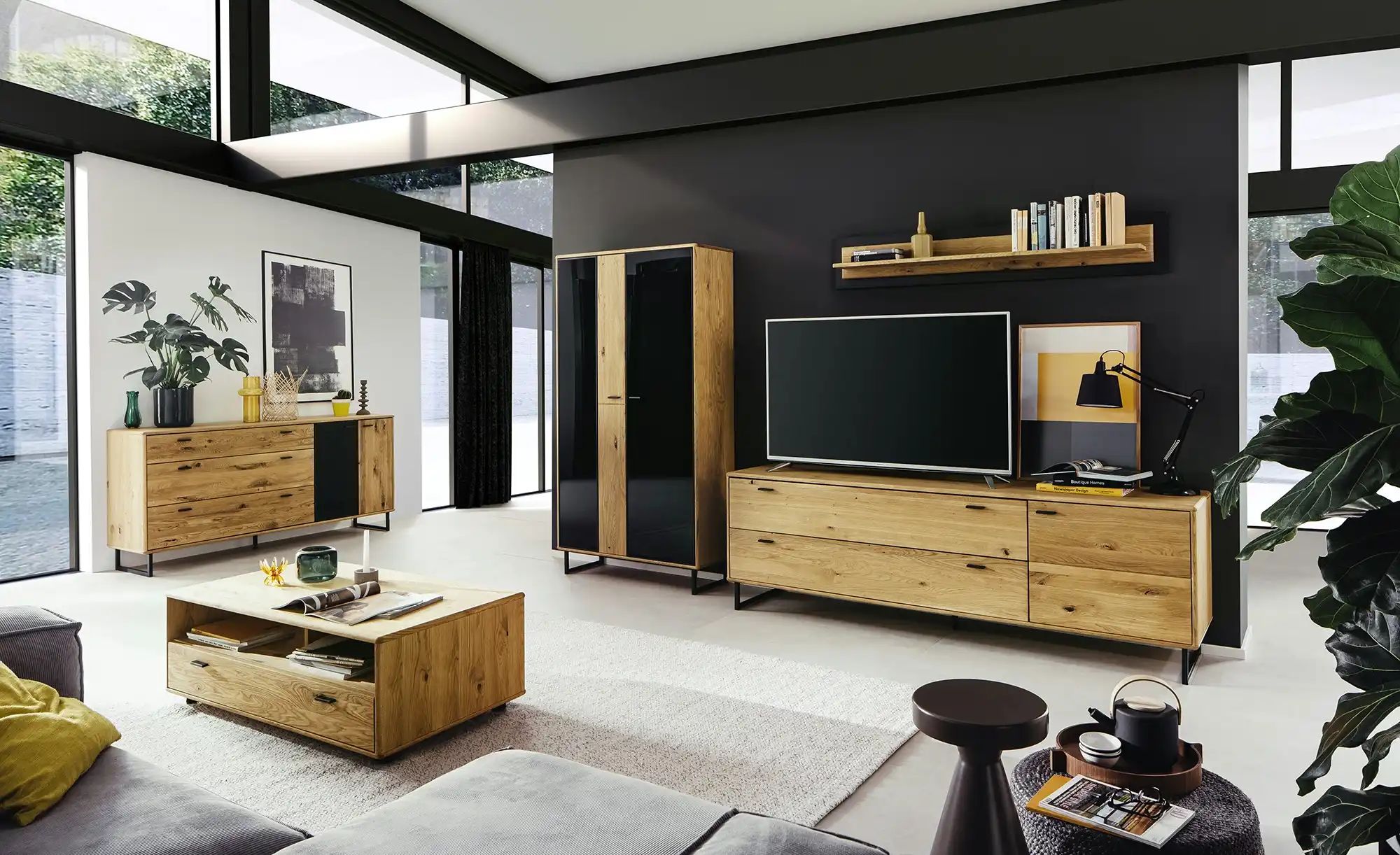 Thumbnail - Woodford Wohnkombination Arezzo ¦ holzfarben ¦ Maße (cm): B: 309 H: 186 T: 50.0 Wohnwände - Höffner