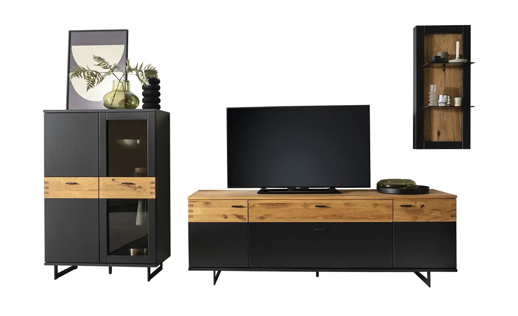 Thumbnail - Wohnkombination  Malina ¦ grau ¦ Maße (cm): B: 285 H: 191 T: 50.0 Kommoden & Sideboards > Wohnwände - Höffner