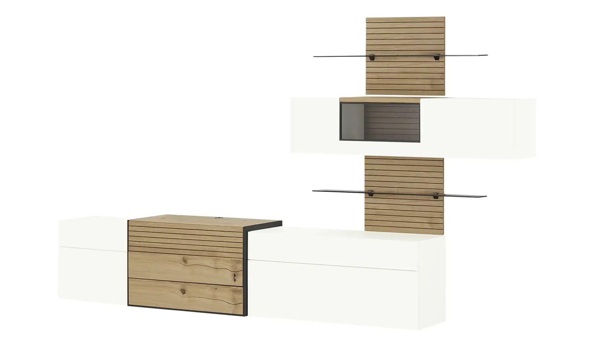 Wohnwert Wohnwand  Spektrum ¦ weiß ¦ Maße (cm): B: 333 H: 207 T: 48.0 Kommo günstig online kaufen