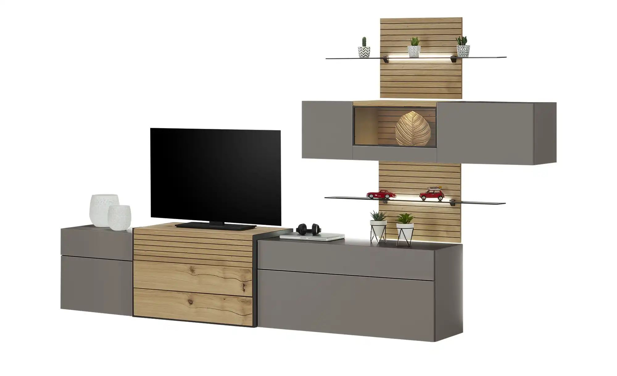 Wohnwert Wohnwand  Spektrum ¦ weiß ¦ Maße (cm): B: 333 H: 207 T: 48.0 Kommo günstig online kaufen