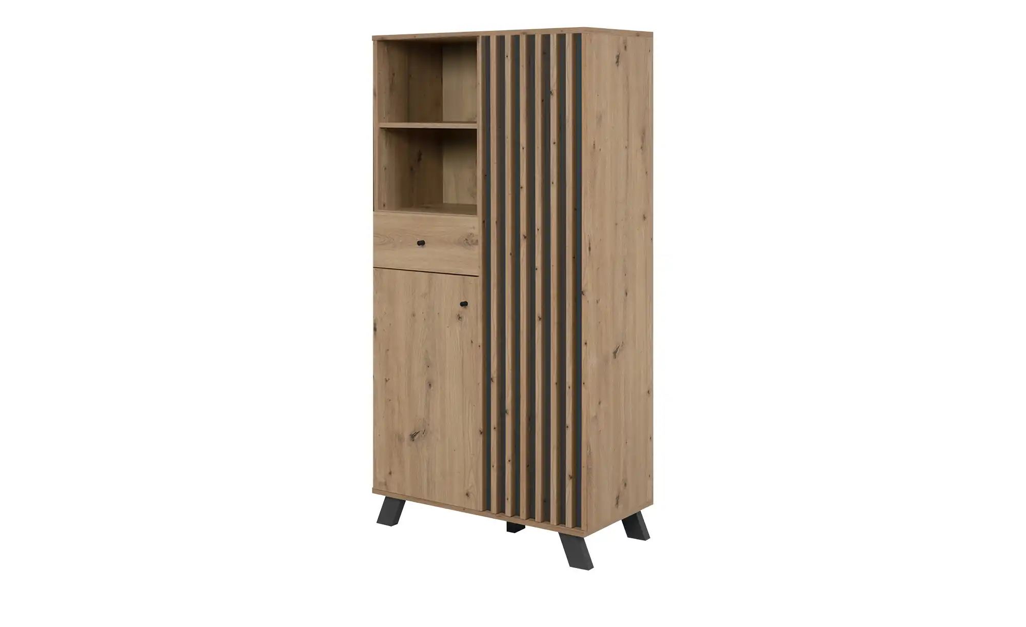 Finori Vitrine Highboard Medan, mit 3D-Lamellen, Artisan Eiche / anthrazit günstig online kaufen