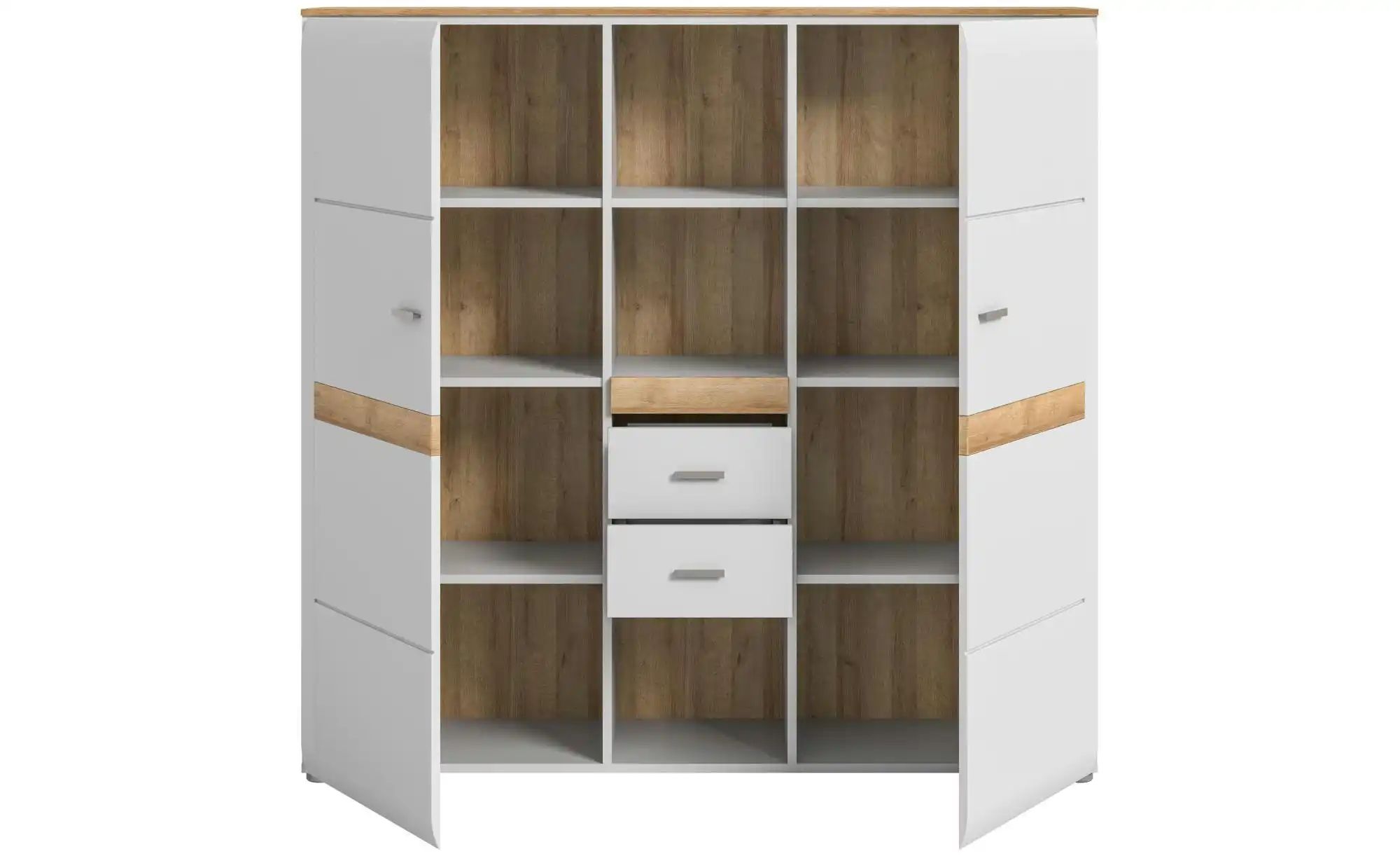 MCA furniture Vitrine Highboard Ashton, hellgrau matt / Rivera Eiche, LED B günstig online kaufen