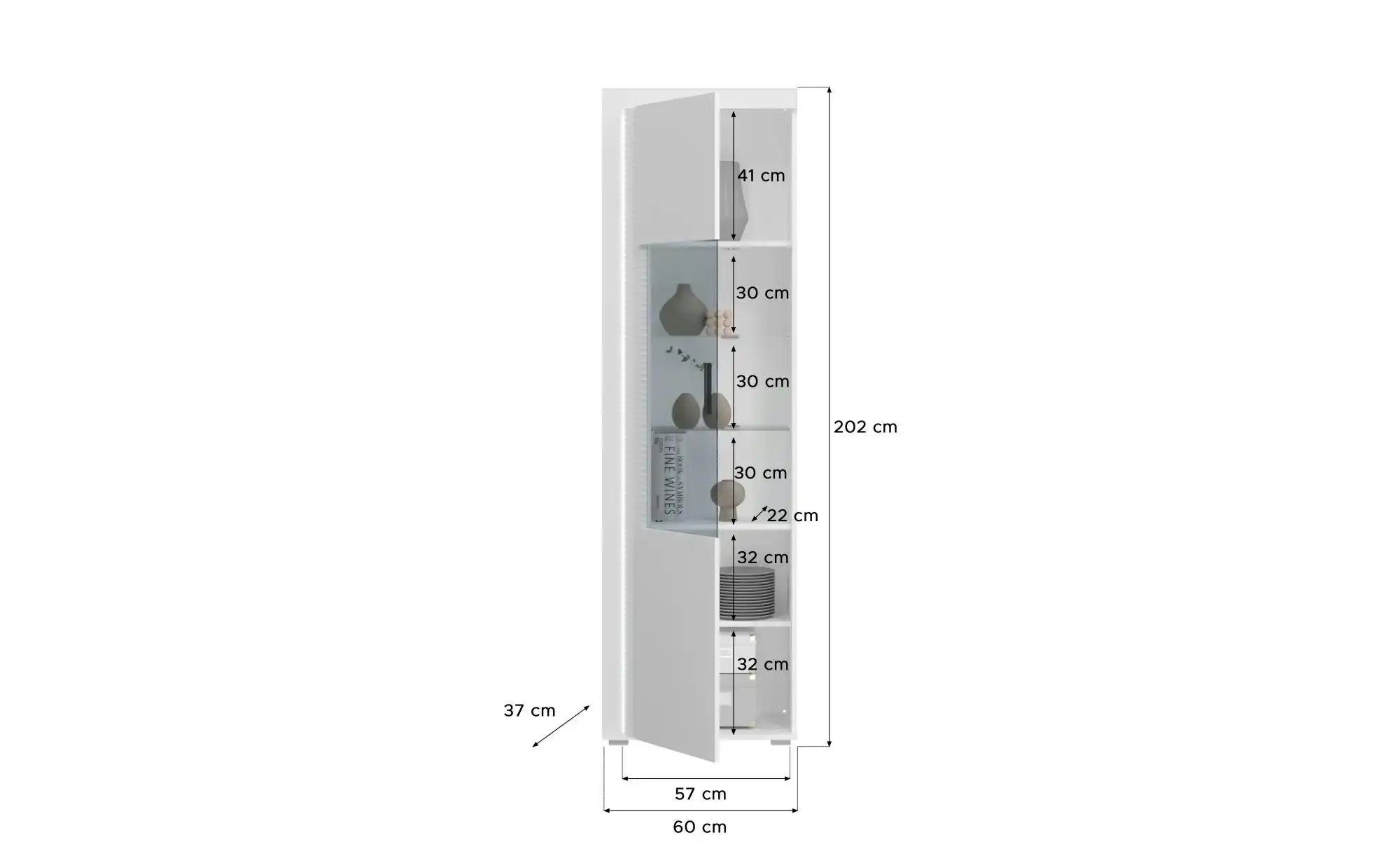 Wohnwand ¦ weiß ¦ Maße (cm): B: 332 H: 202 T: 42 Wohnwände - Höffner günstig online kaufen