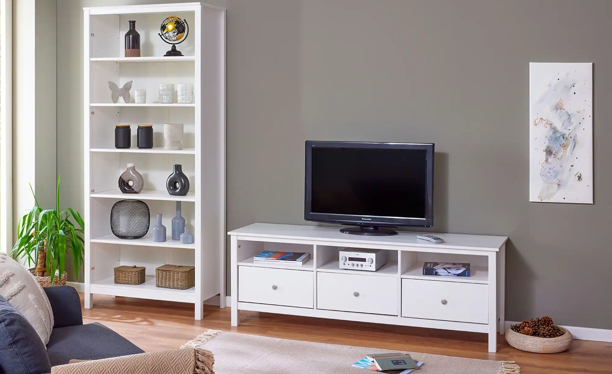 Lowboard aus Massivholz Landliv ¦ weiß ¦ Maße (cm): B: 160 H: 57 T: 45.0 Ko günstig online kaufen