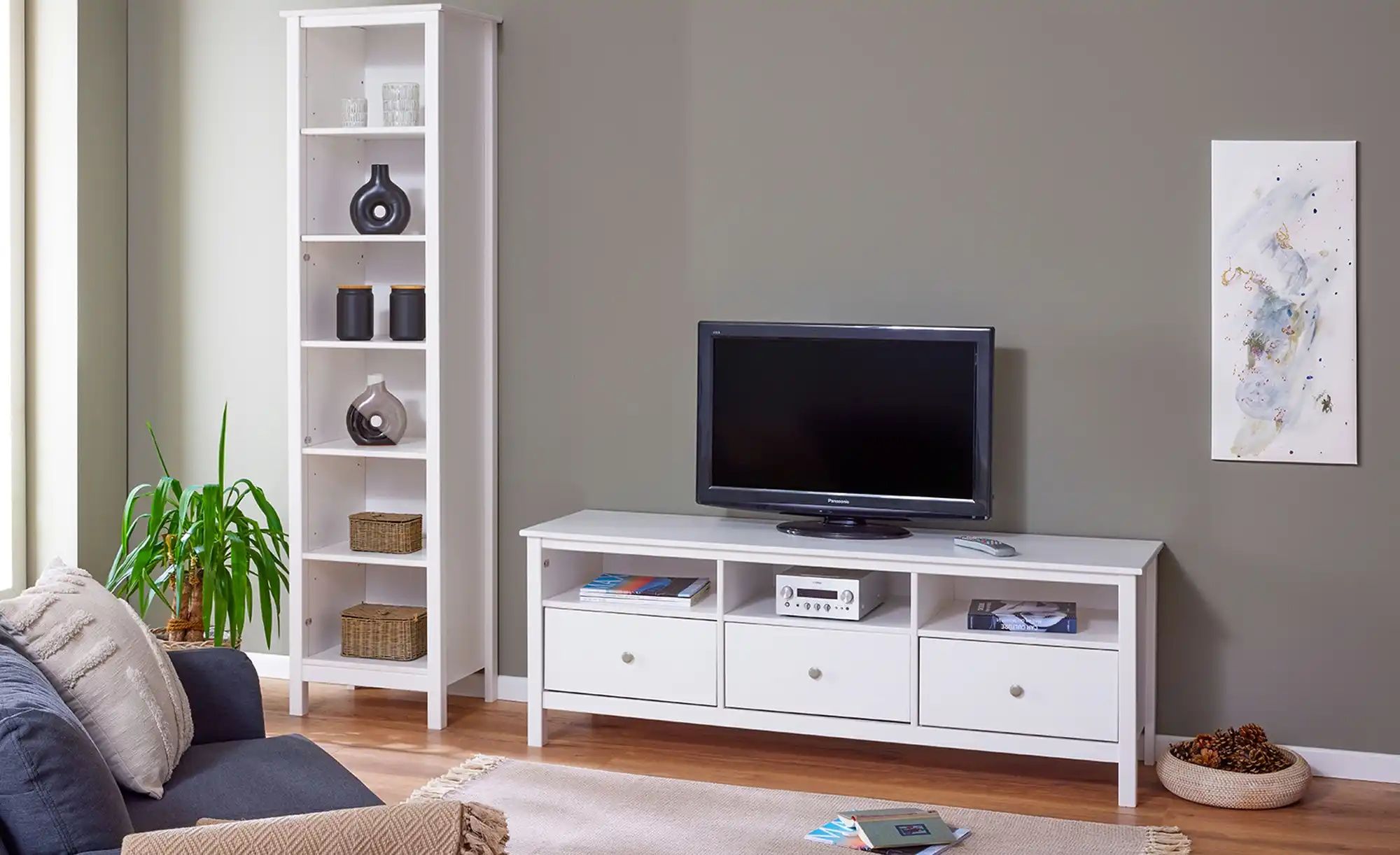 Thumbnail - Lowboard aus Massivholz Landliv ¦ weiß ¦ Maße (cm): B: 160 H: 57 T: 45.0 Kommoden & Sideboards > Lowboards - Höffner