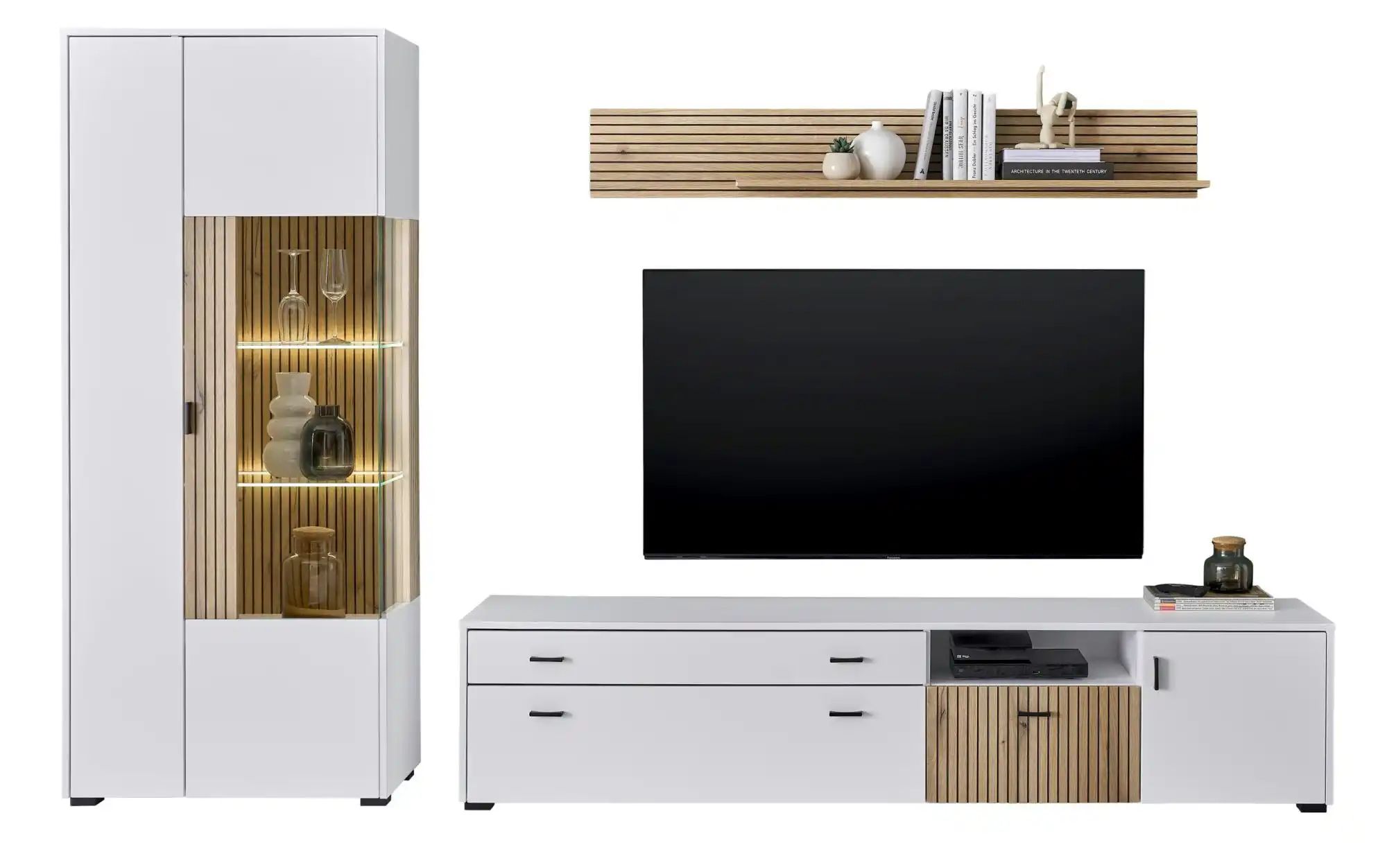 Wohnwand  Hortuna  weiß  Maße (cm): B: 285 H: 180 T: 42.0 | 04054574216691