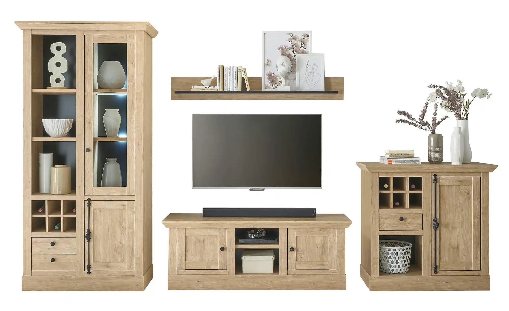 Wohnwand  Fehmarny  holzfarben  Maße (cm): B: 382 H: 214 T: 45.0 | 04054574222777