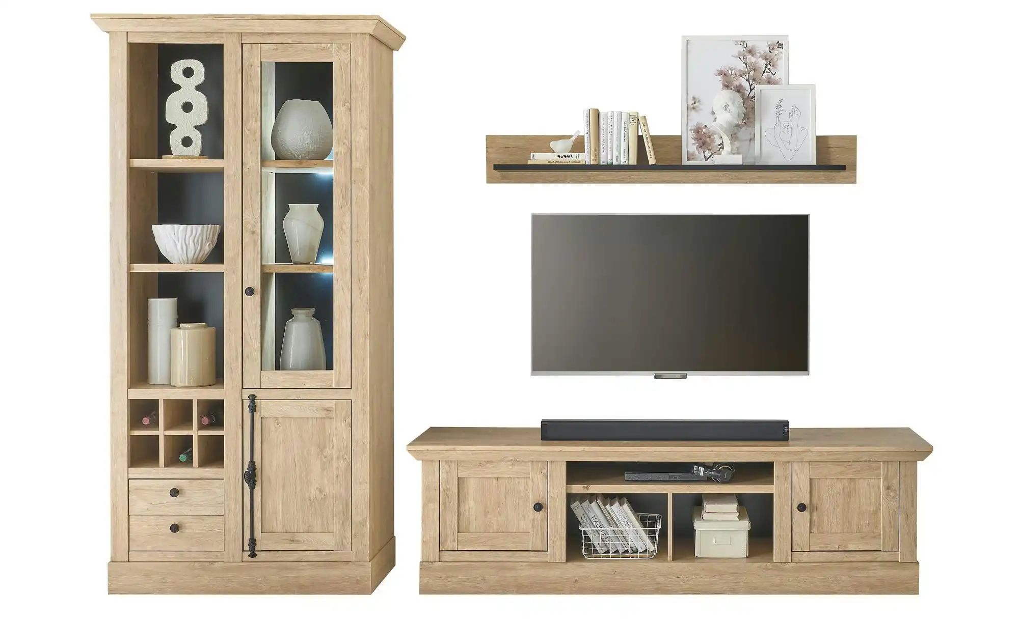 Wohnwand  Fehmarny  holzfarben  Maße (cm): B: 309 H: 214 T: 45.0 | 04054574222739