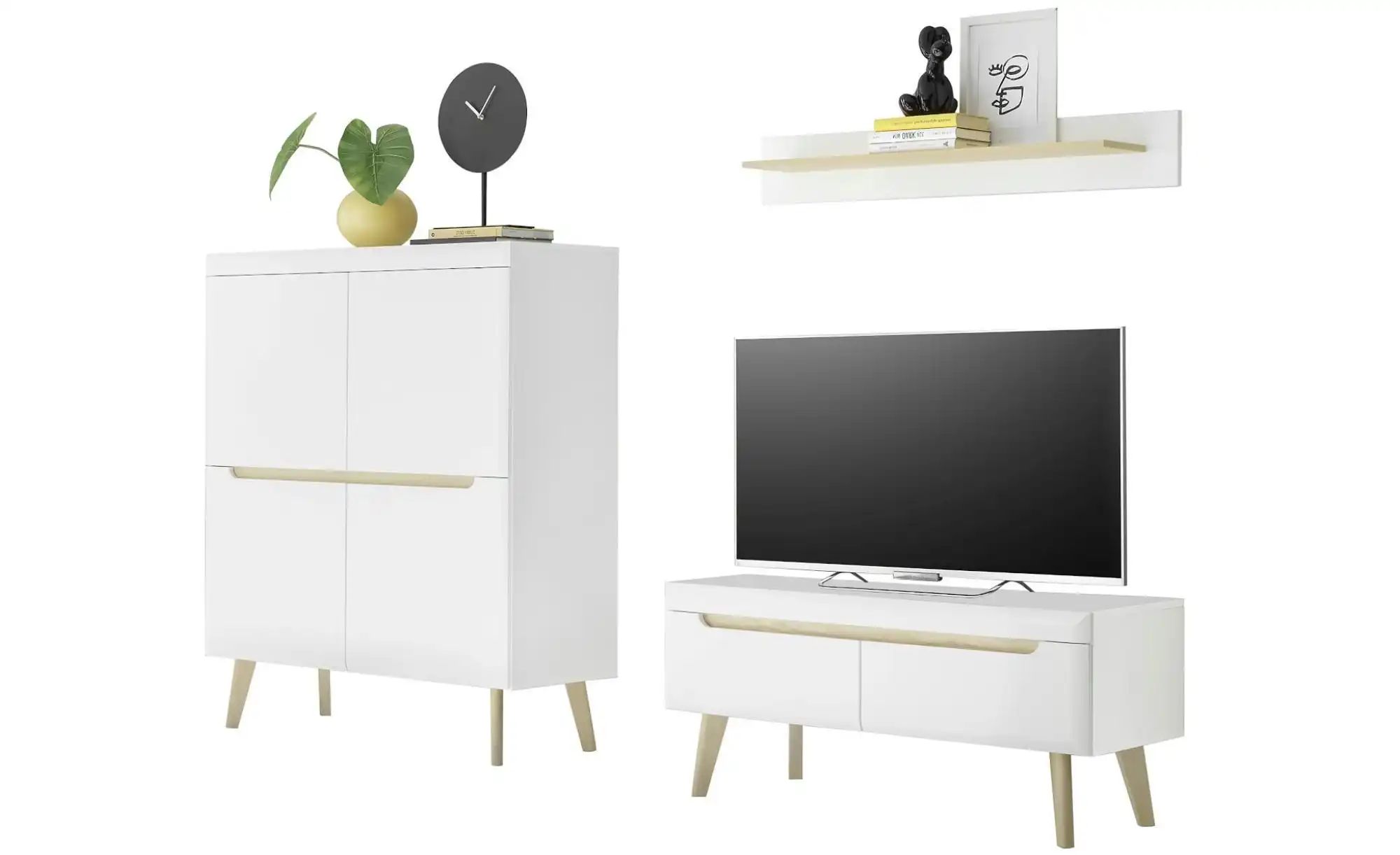 Wohnwand  Malaren ¦ weiß ¦ Maße (cm): B: 234 H: 170 Wohnwände - Höffner günstig online kaufen
