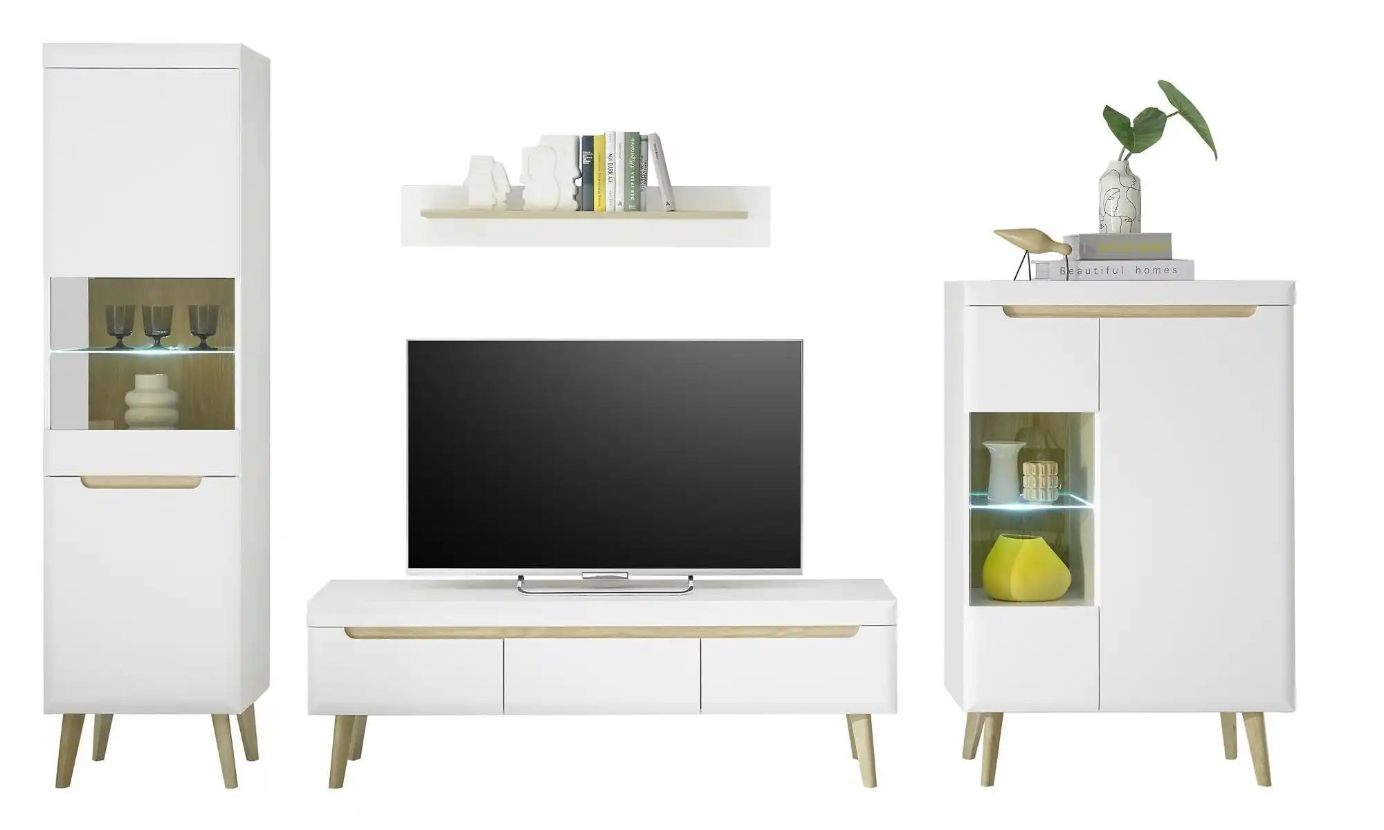 Wohnwand  Malaren ¦ weiß ¦ Maße (cm): B: 343 H: 197 Wohnwände - Höffner günstig online kaufen
