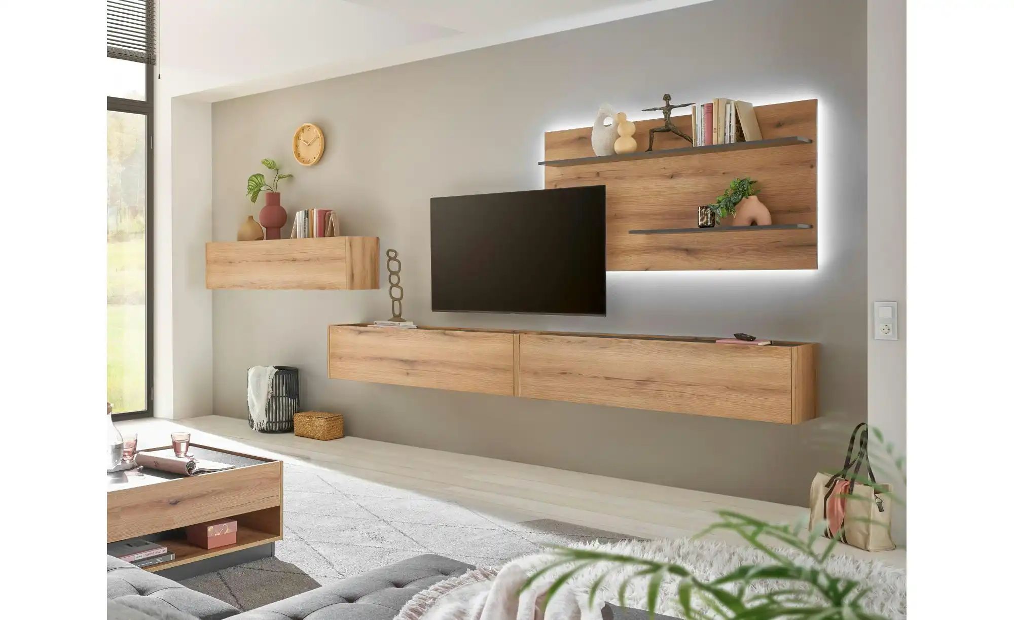 Thumbnail - Wohnwand   ¦ holzfarben ¦ Maße (cm): B: 400 H: 180 T: 30.0 Kommoden & Sideboards > Wohnwände - Höffner