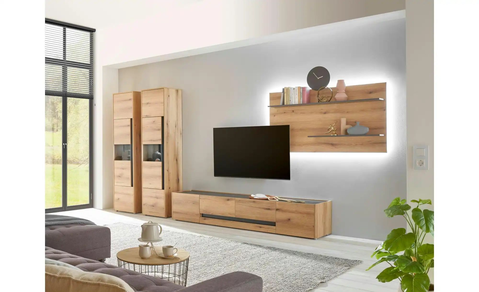 Thumbnail - Wohnwand  Cande ¦ holzfarben ¦ Maße (cm): B: 400 H: 197 T: 45.0 Kommoden & Sideboards > Wohnwände - Höffner