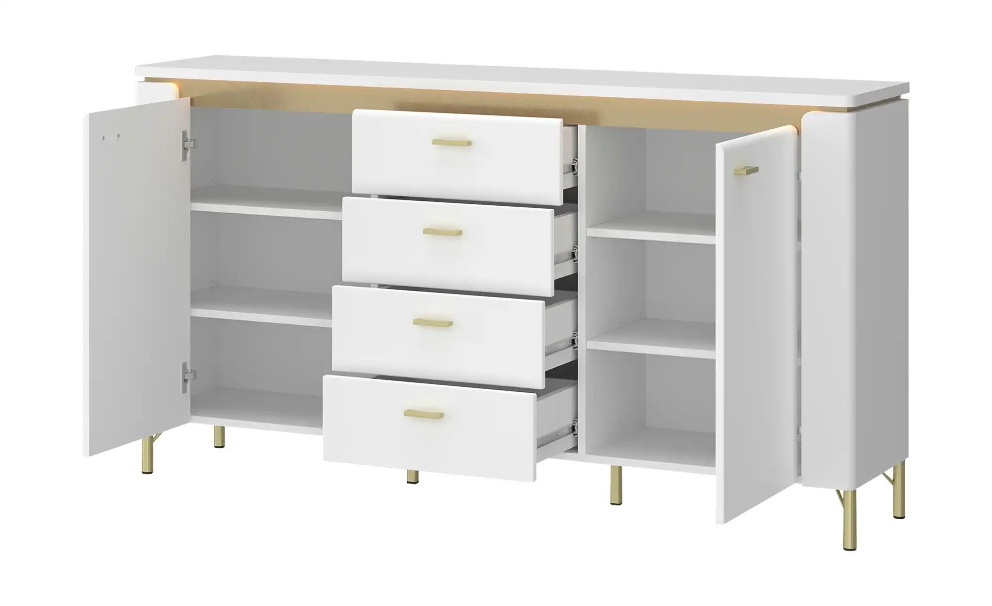 Sideboard mit Softclose Losini ¦ weiß ¦ Maße (cm): B: 155,3 H: 87,3 T: 40 K günstig online kaufen