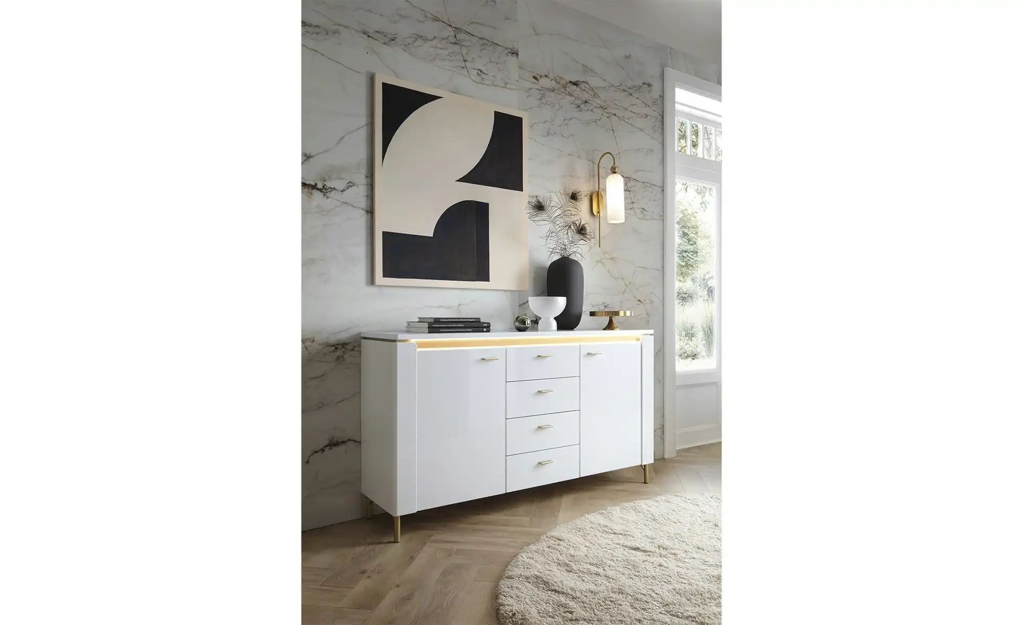 Thumbnail - Sideboard mit Softclose Losini ¦ weiß ¦ Maße (cm): B: 155,3 H: 87,3 T: 40.0 Kommoden & Sideboards > Sideboards - Höffner