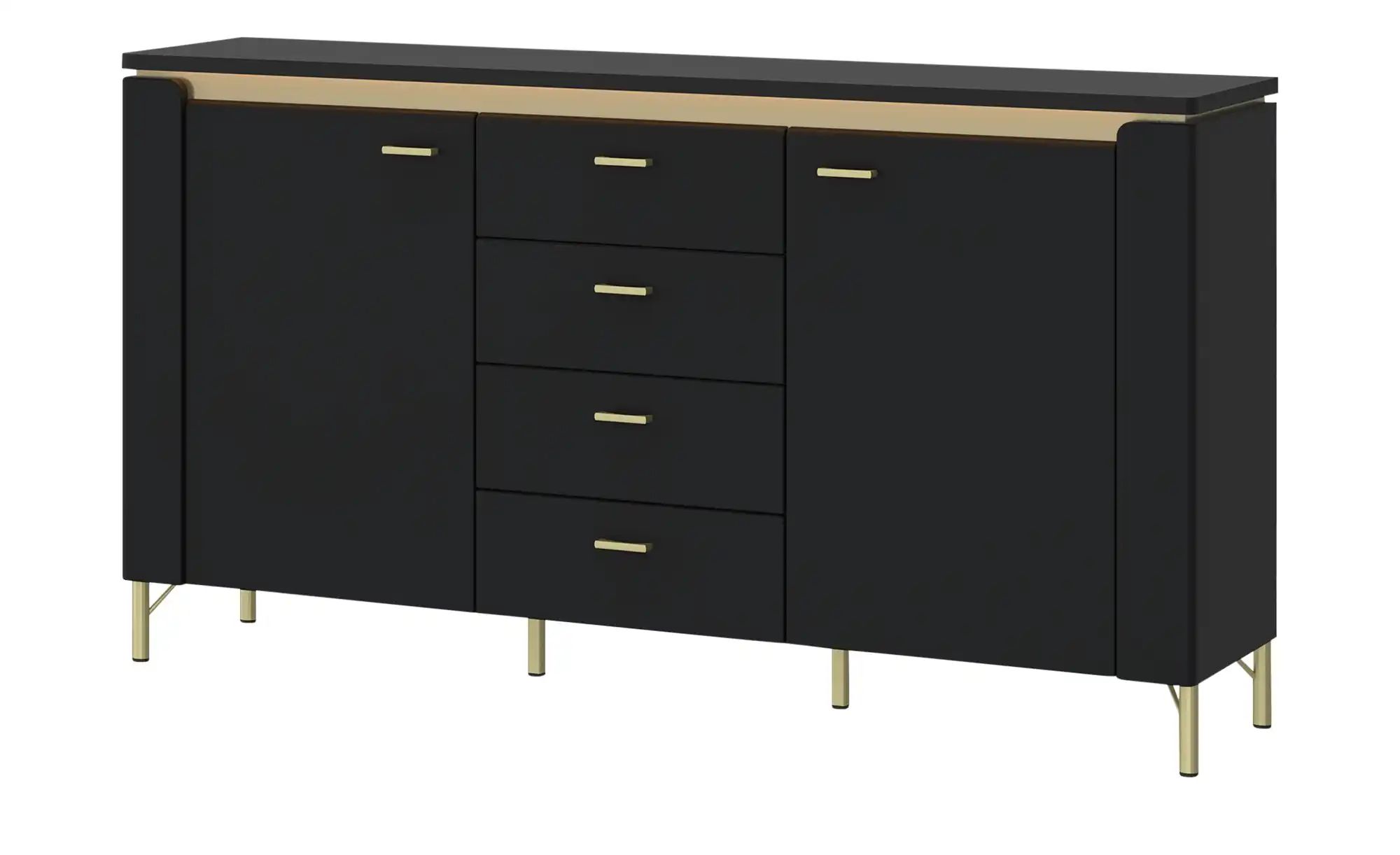 Sideboard mit Softclose Losini ¦ schwarz ¦ Maße (cm): B: 155,3 H: 87,3 T: 4 günstig online kaufen