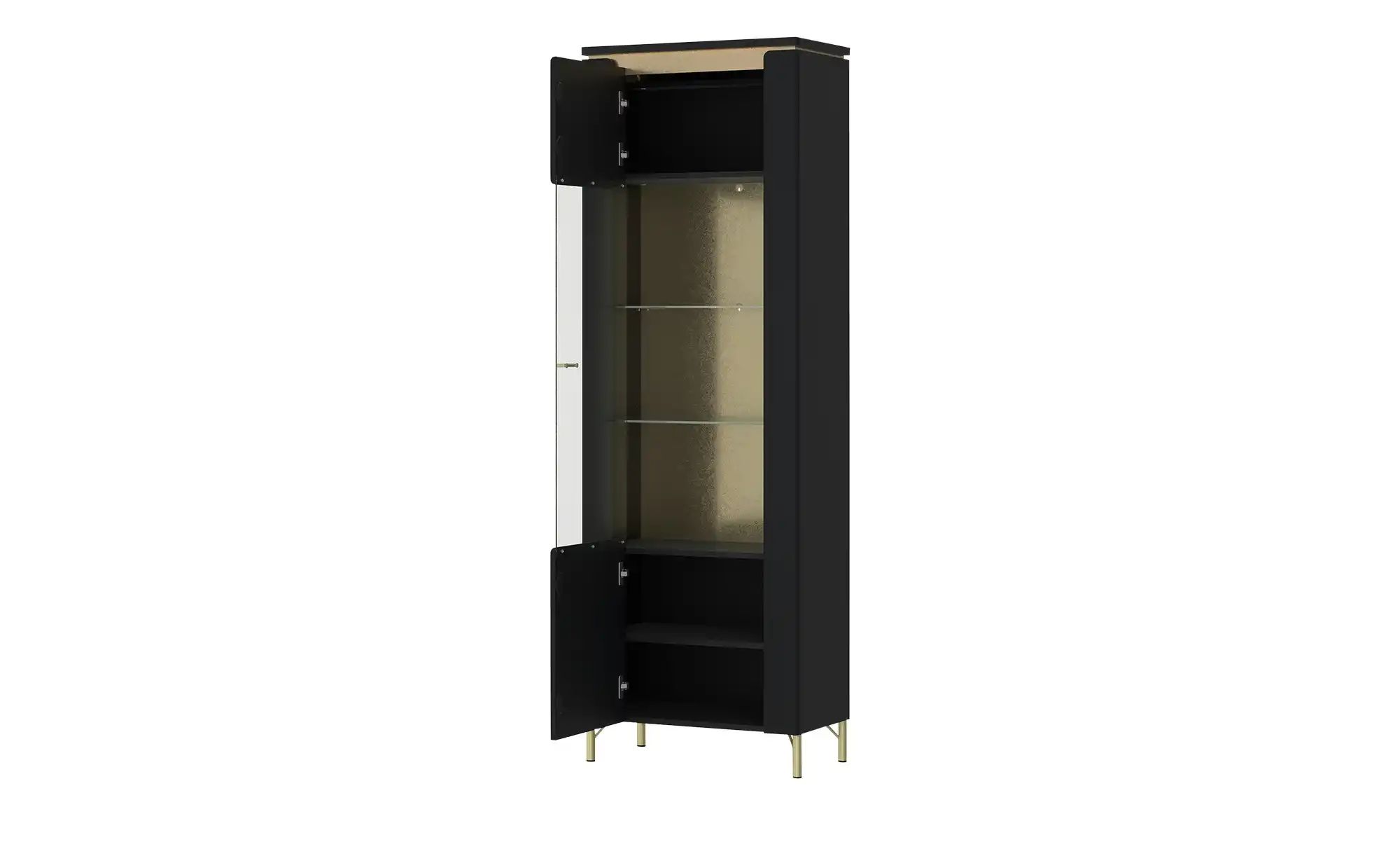 Vitrine mit Softclose Losini ¦ schwarz ¦ Maße (cm): B: 70 H: 201 T: 40.0 Sc günstig online kaufen