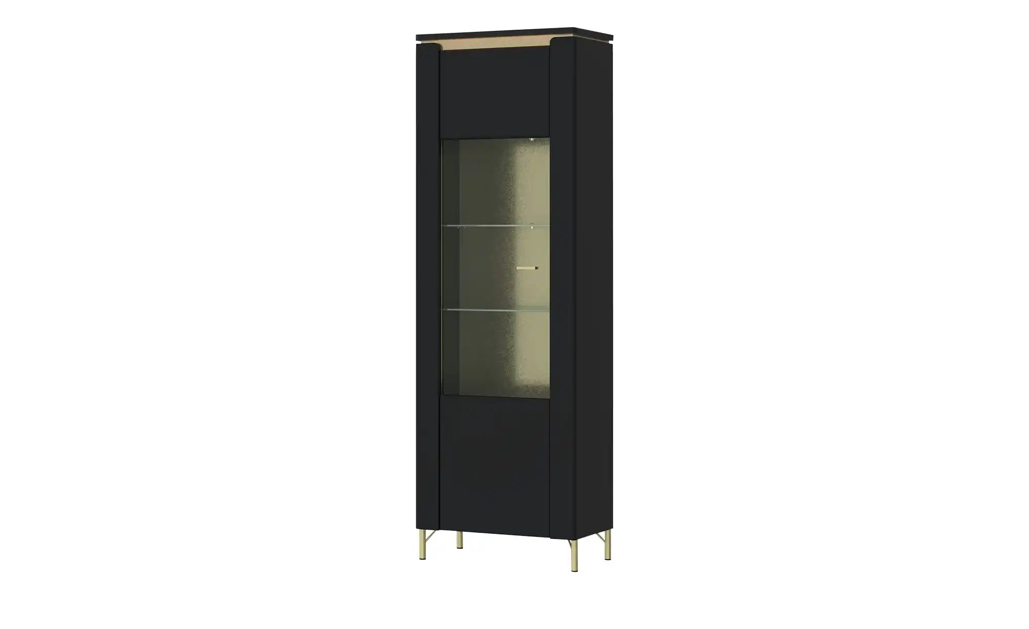 Vitrine mit Softclose Losini ¦ schwarz ¦ Maße (cm): B: 70 H: 201 T: 40.0 Sc günstig online kaufen