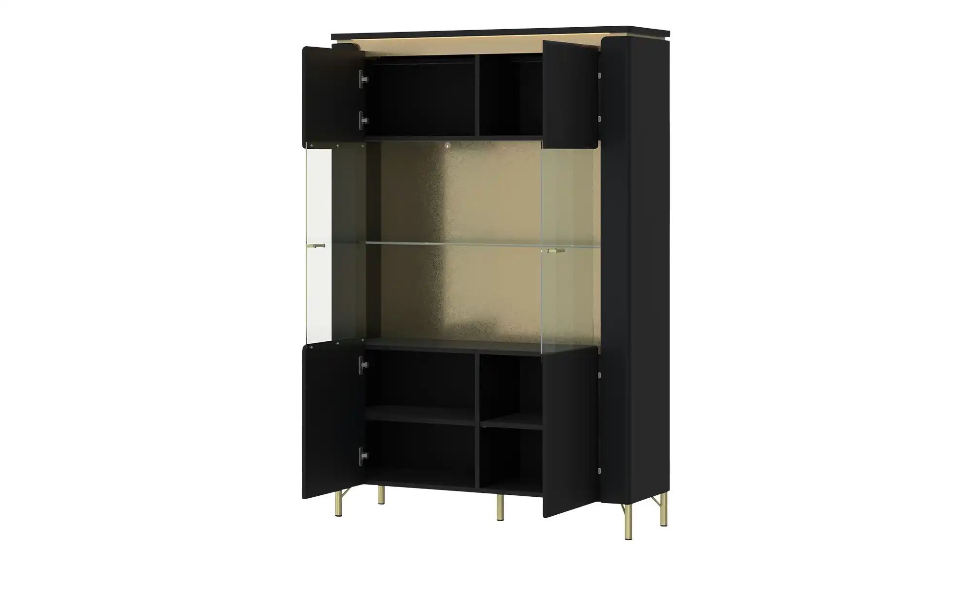 Vitrine mit Softclose Losini ¦ schwarz ¦ Maße (cm): B: 110 H: 169 T: 40.0 S günstig online kaufen
