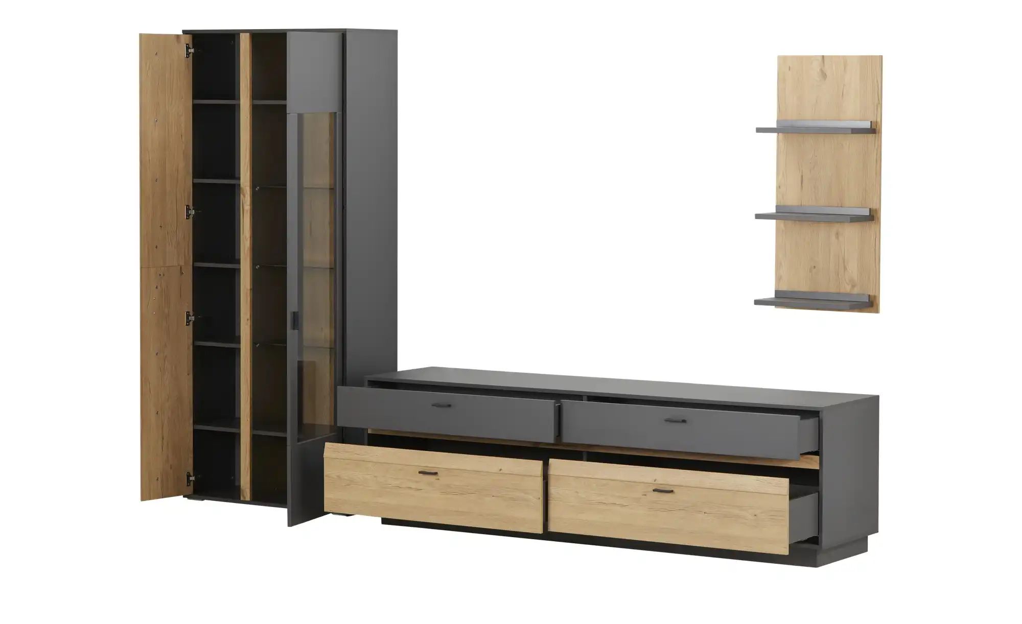 Thumbnail - uno Wohnkombination  Butera ¦ grau ¦ Maße (cm): B: 299 H: 206 T: 50.0 Kommoden & Sideboards > Wohnwände - Höffner