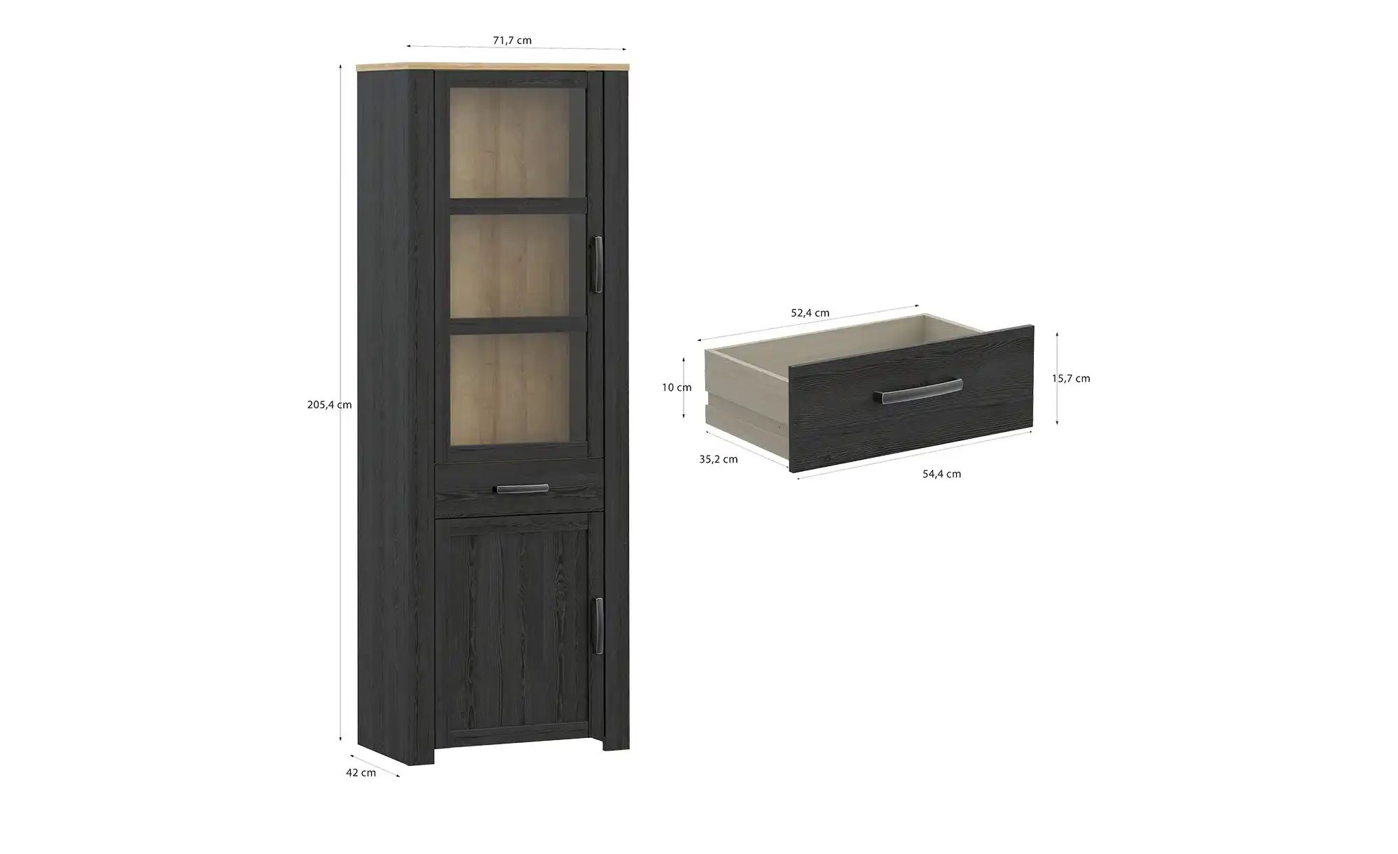 Vitrine  Toneo ¦ Maße (cm): B: 71 H: 205 T: 42.0 Schränke > Vitrinen - Höff günstig online kaufen