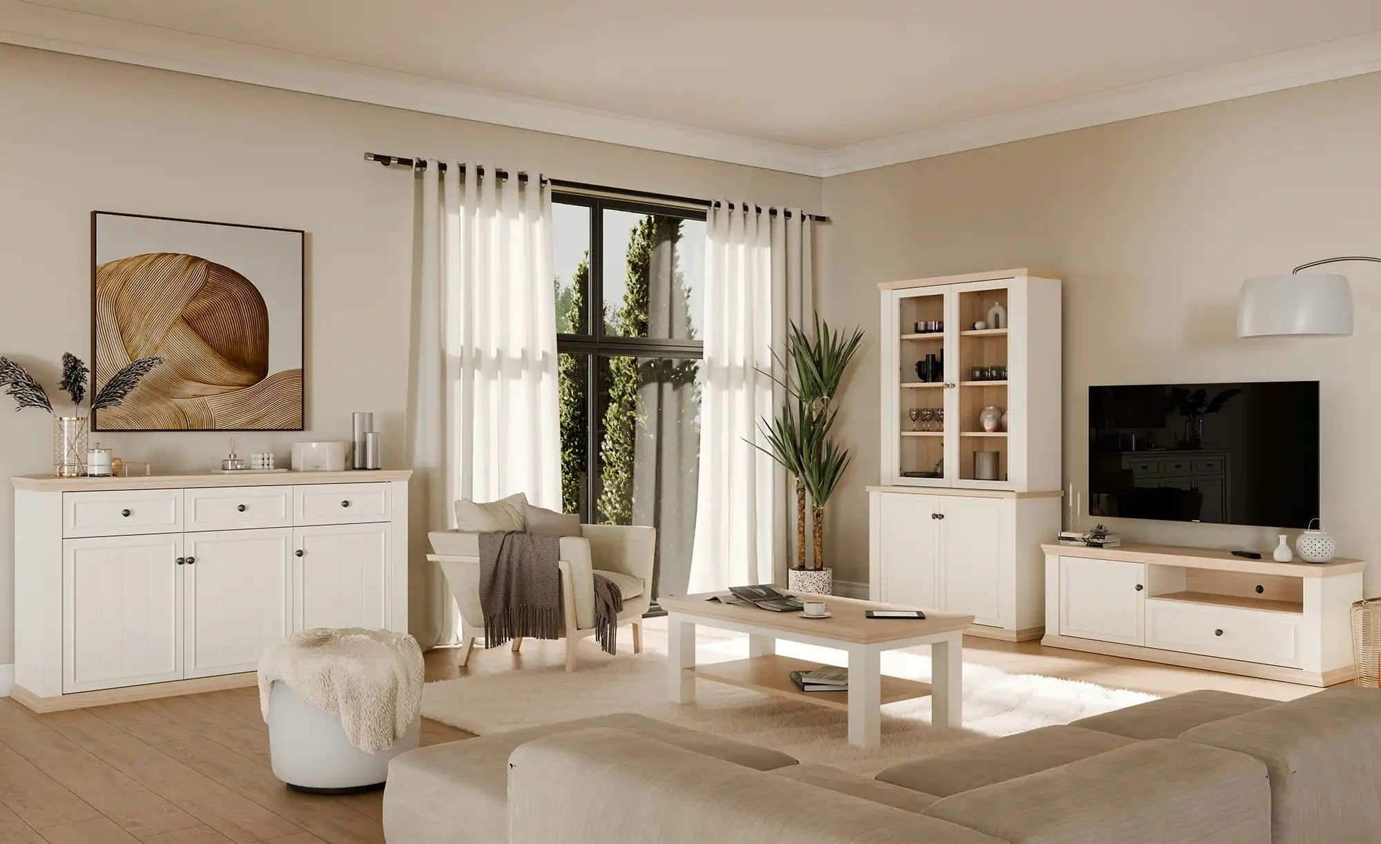 Thumbnail - Sideboard  Countryside ¦ weiß ¦ Maße (cm): B: 169,2 H: 95,3 T: 43.5 Kommoden & Sideboards > Sideboards - Höffner