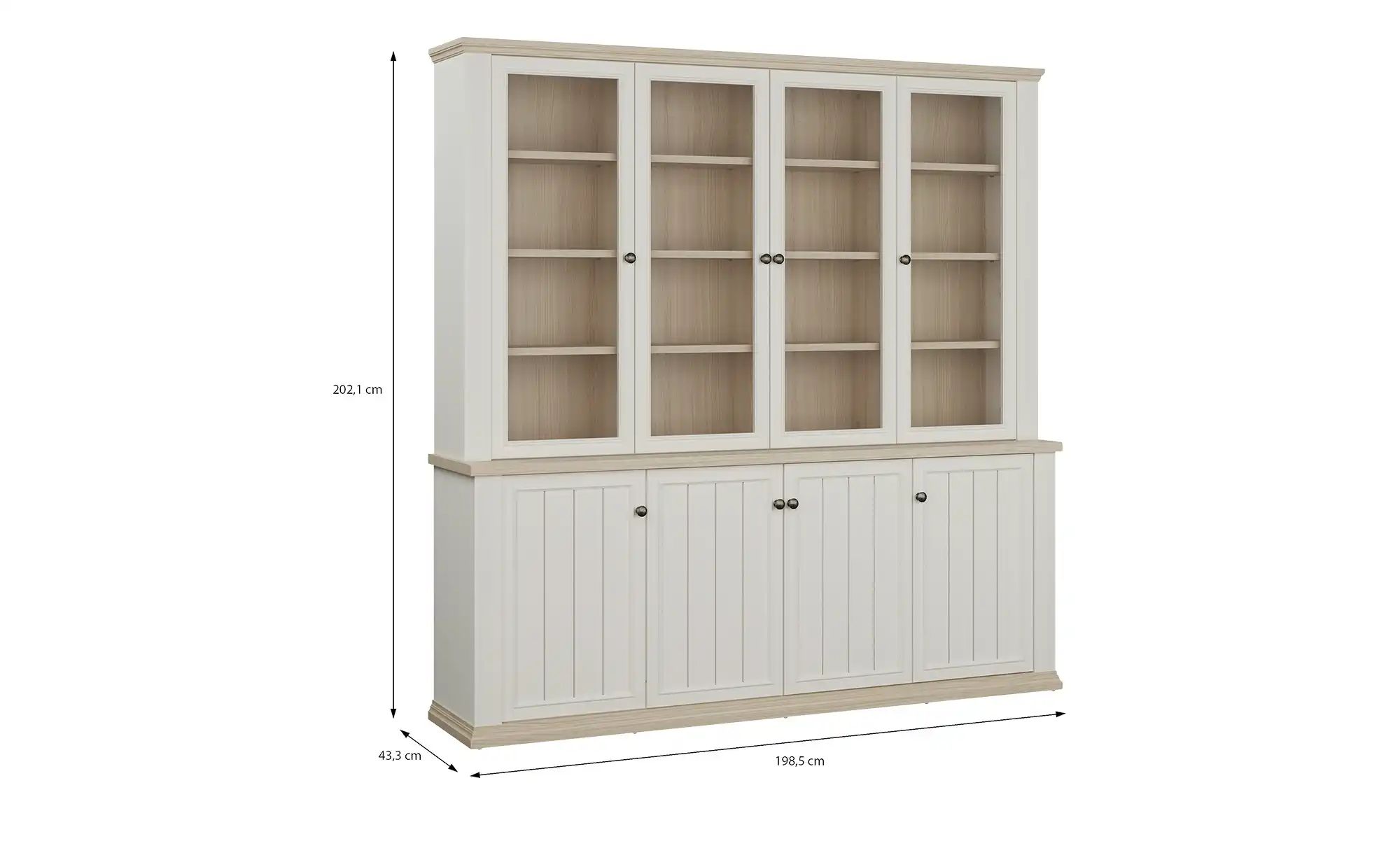 Thumbnail - Bücherschrank Countryside ¦ weiß ¦ Maße (cm): B: 198,5 H: 202,1 T: 43.3 Schränke > Vitrinen - Höffner