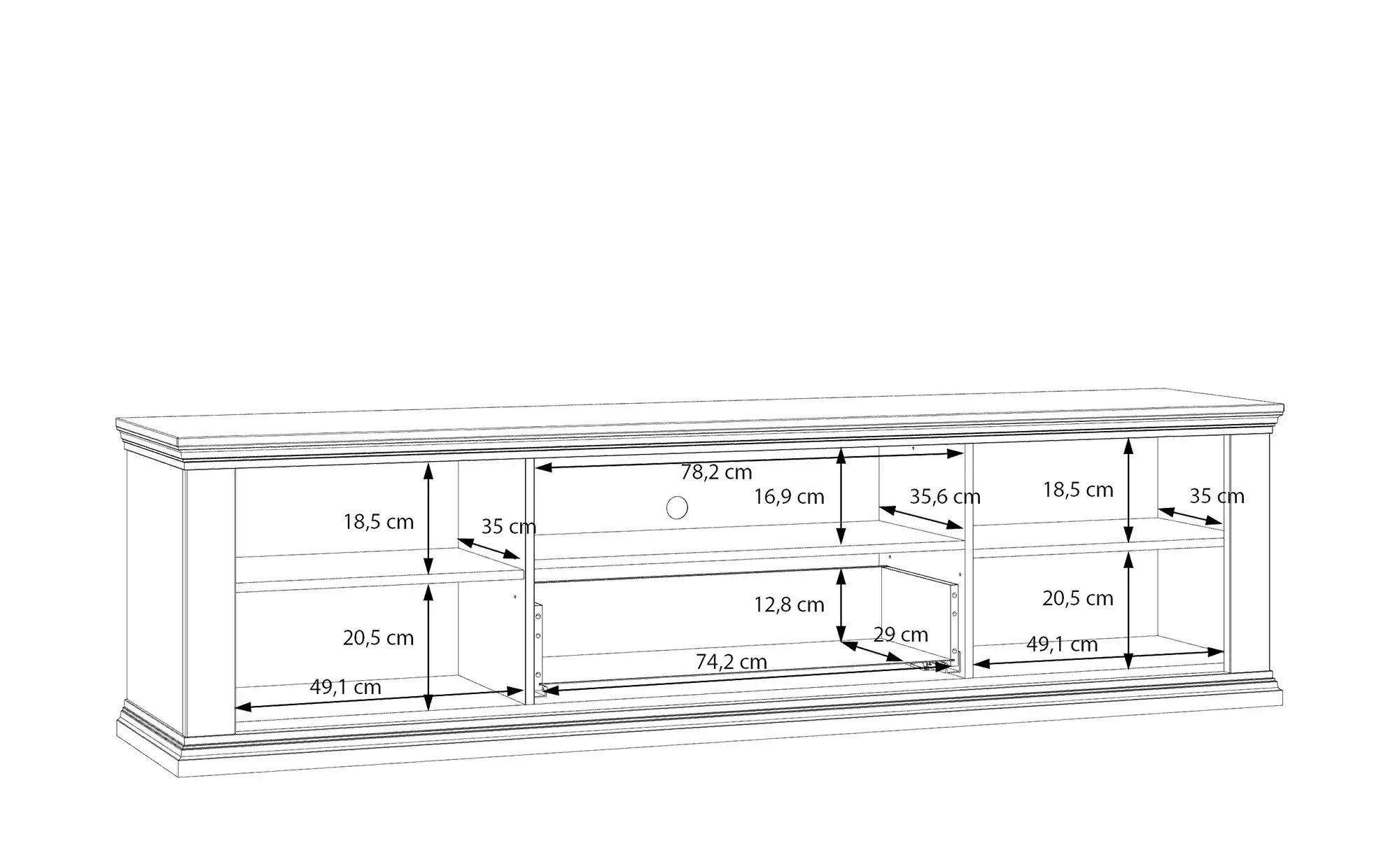 Thumbnail - Lowboard  Countryside ¦ grau ¦ Maße (cm): B: 199,2 H: 53,7 T: 43.5 Kommoden & Sideboards > Lowboards - Höffner