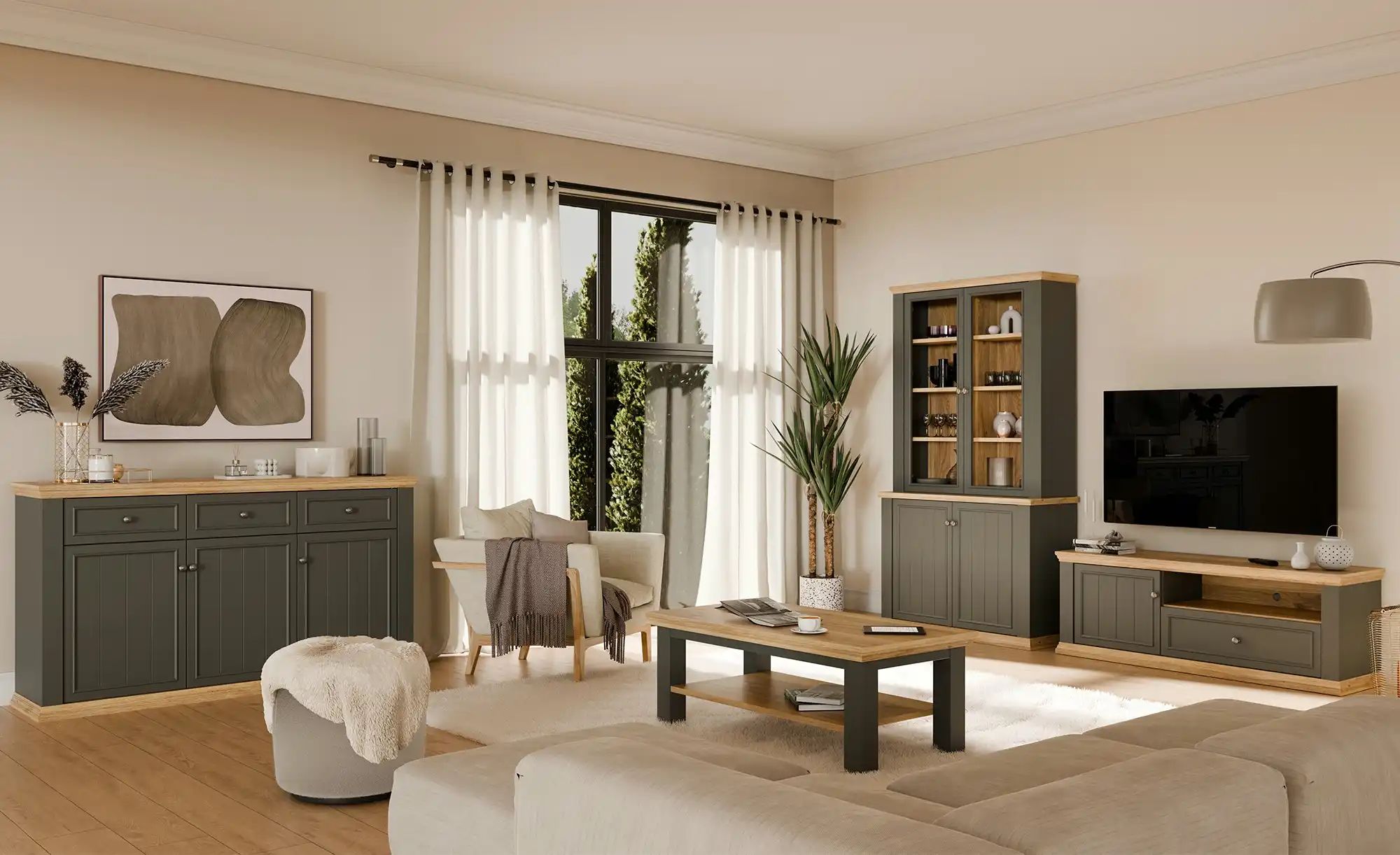 Thumbnail - Sideboard  Countryside ¦ weiß ¦ Maße (cm): B: 169,2 H: 95,3 T: 43.5 Kommoden & Sideboards > Sideboards - Höffner