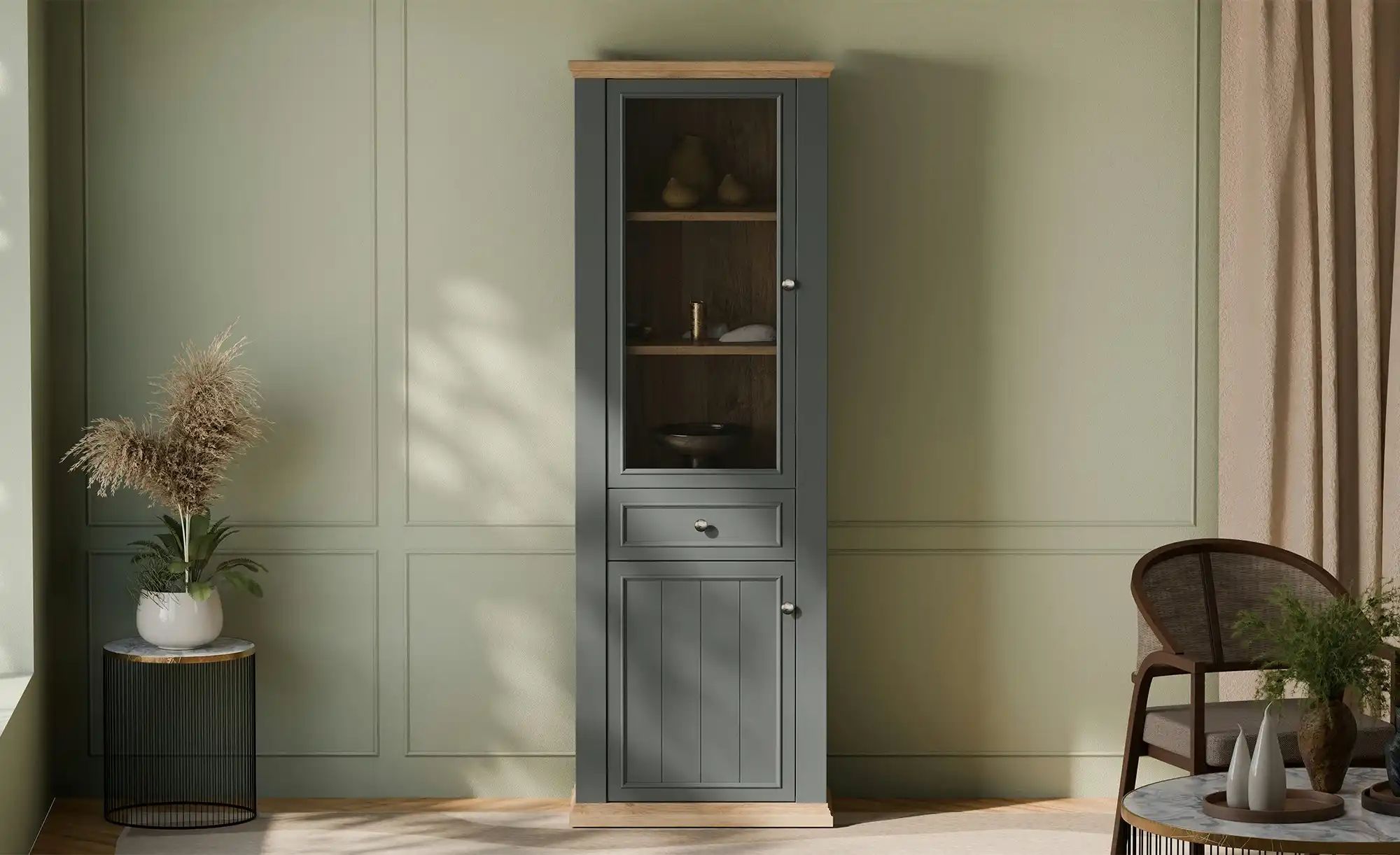 Thumbnail - Vitrine  Countryside ¦ weiß ¦ Maße (cm): B: 69,4 H: 202,1 T: 43.3 Schränke > Vitrinen - Höffner