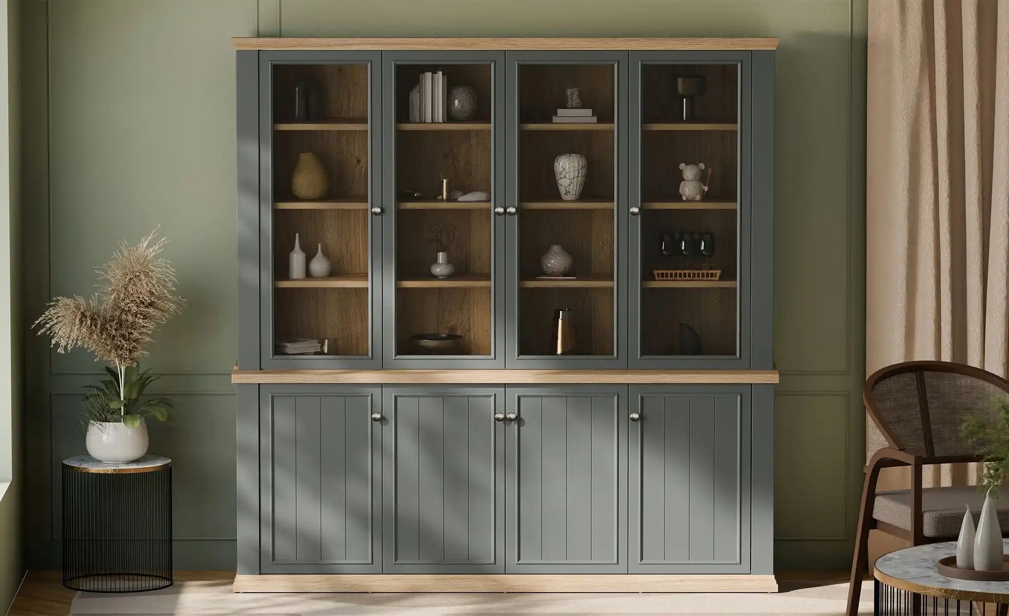 Bücherschrank  Countryside ¦ grau ¦ Maße (cm): B: 198,5 H: 202,1 T: 43.3 Sc günstig online kaufen