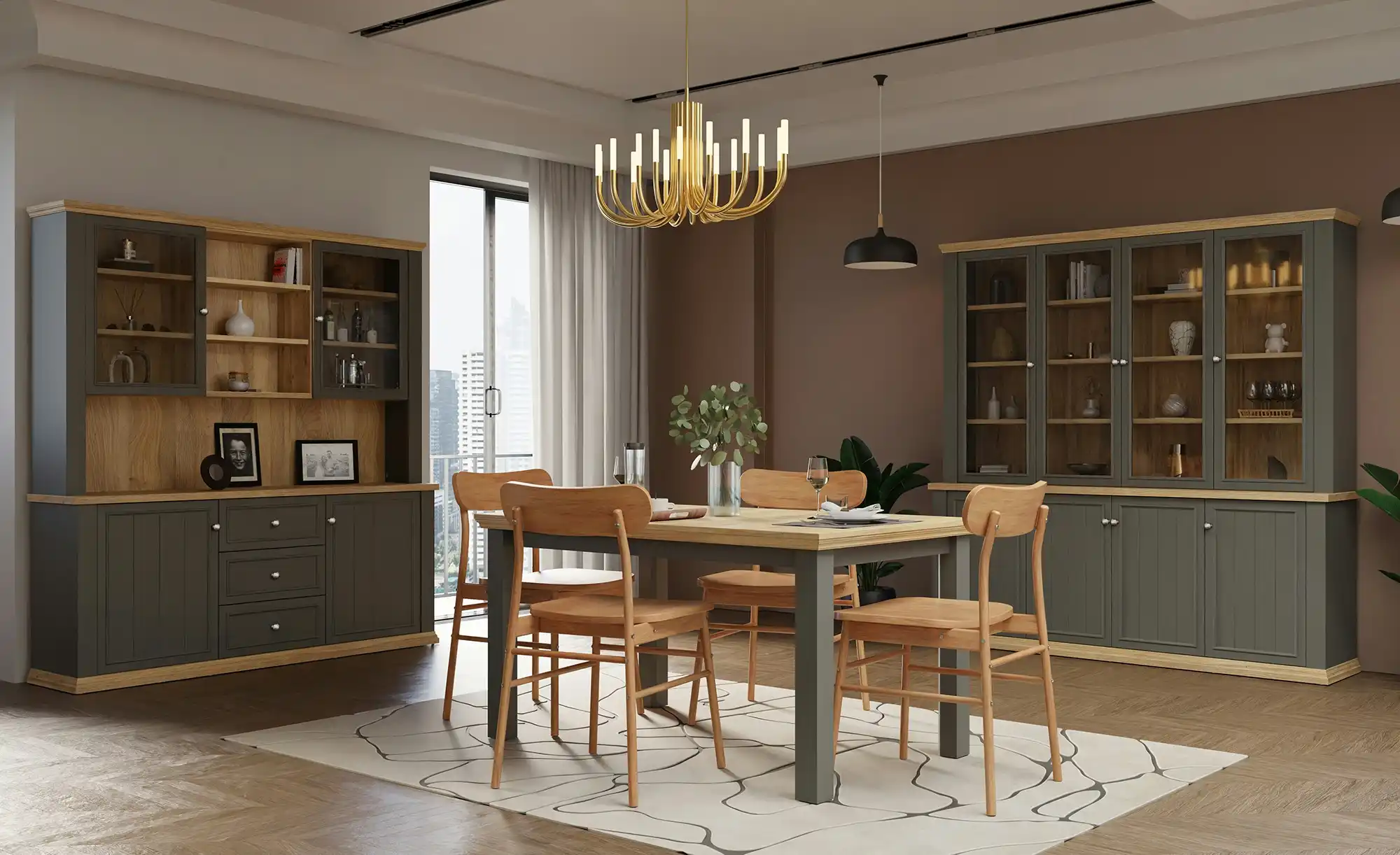 Bücherschrank COUNTRYSIDE Graphit, Eiche - Bücherschrank COUNTRYSIDE - Einrichtungsbeispiel