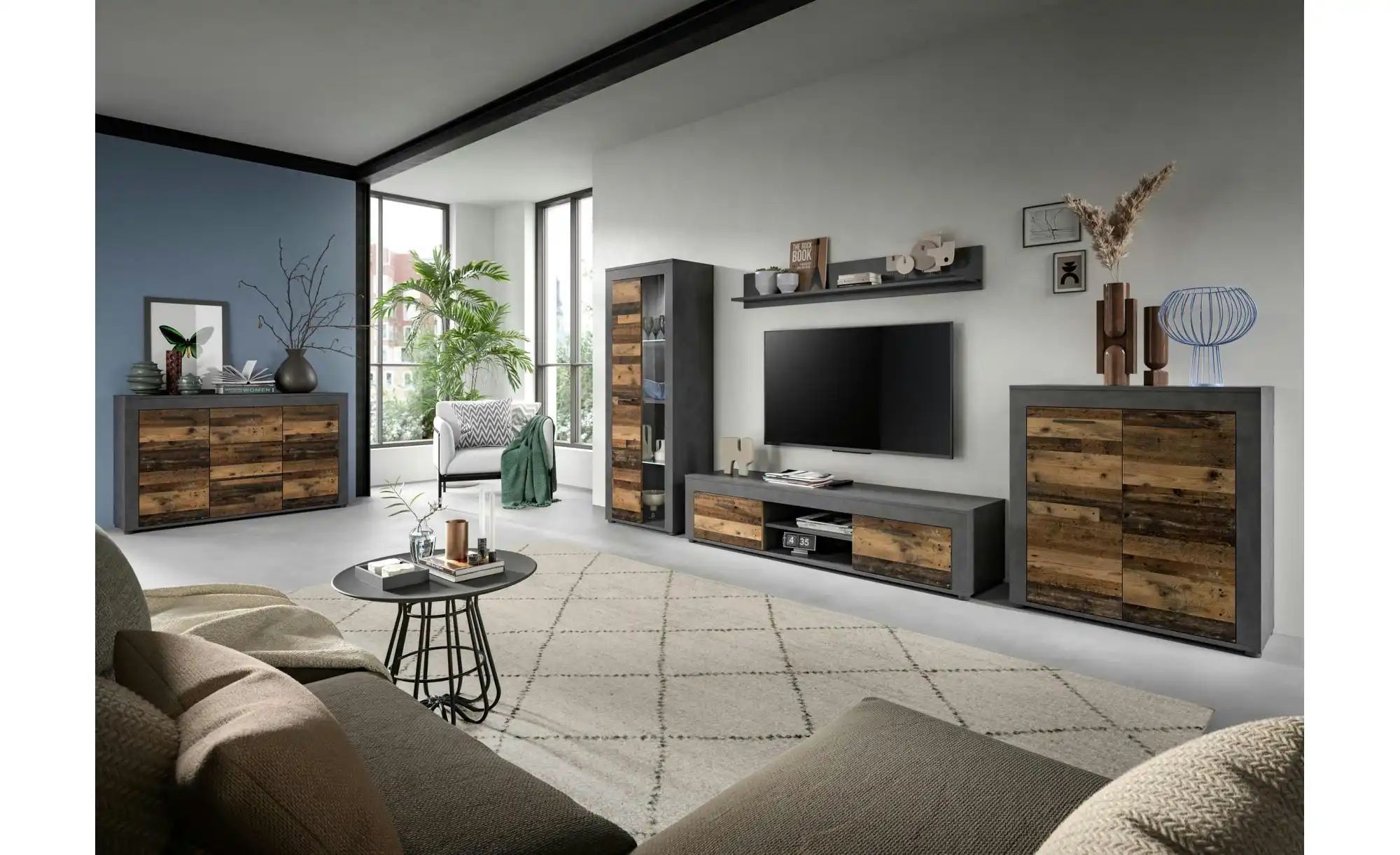 Thumbnail - Wohnwand Bardenas ¦ schwarz ¦ Maße (cm): B: 235 H: 159 T: 35.0 Kommoden & Sideboards > Wohnwände - Höffner