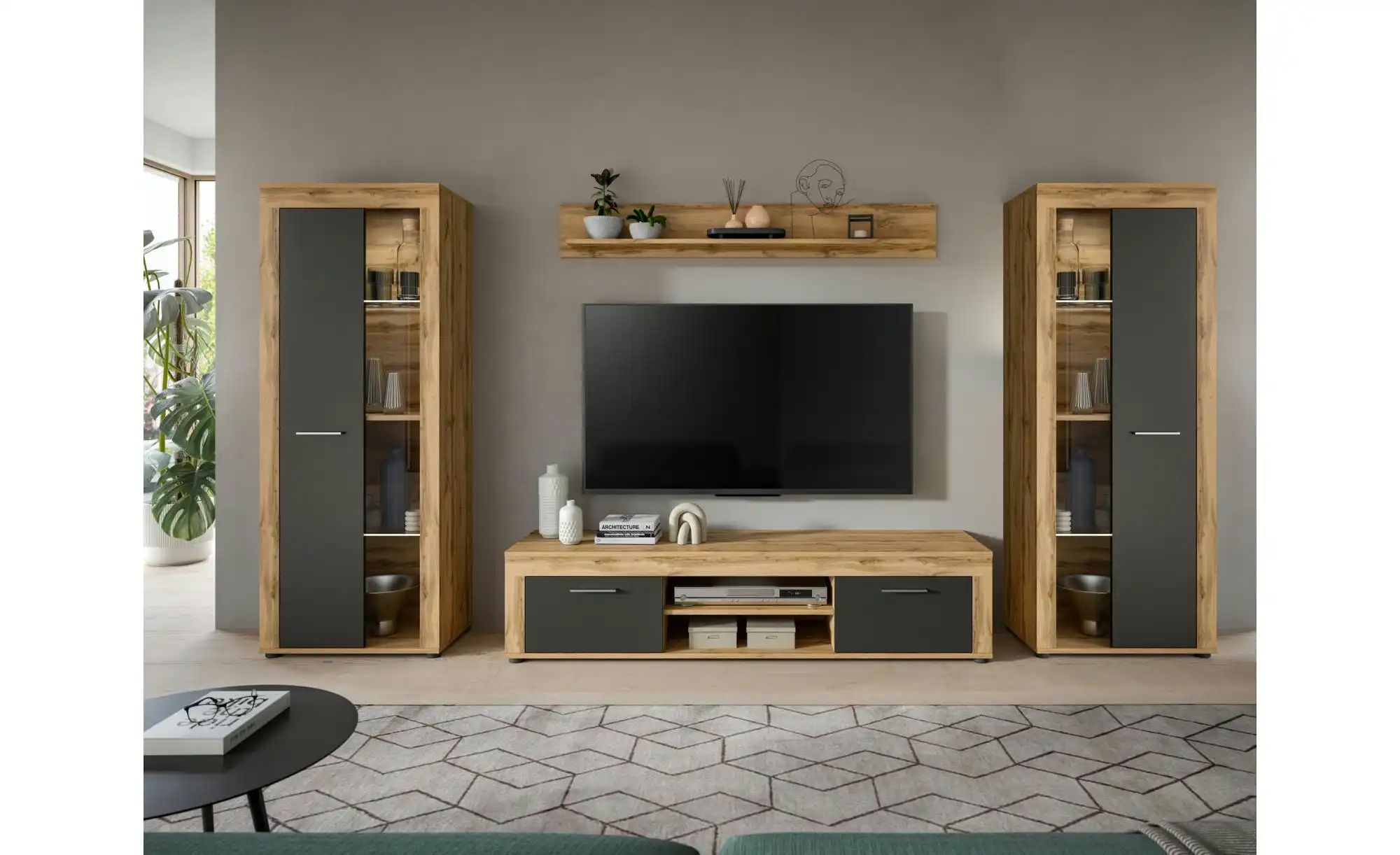 Thumbnail - Wohnwand Bardenas ¦ holzfarben ¦ Maße (cm): B: 310 H: 159 T: 35.0 Kommoden & Sideboards > Wohnwände - Höffner