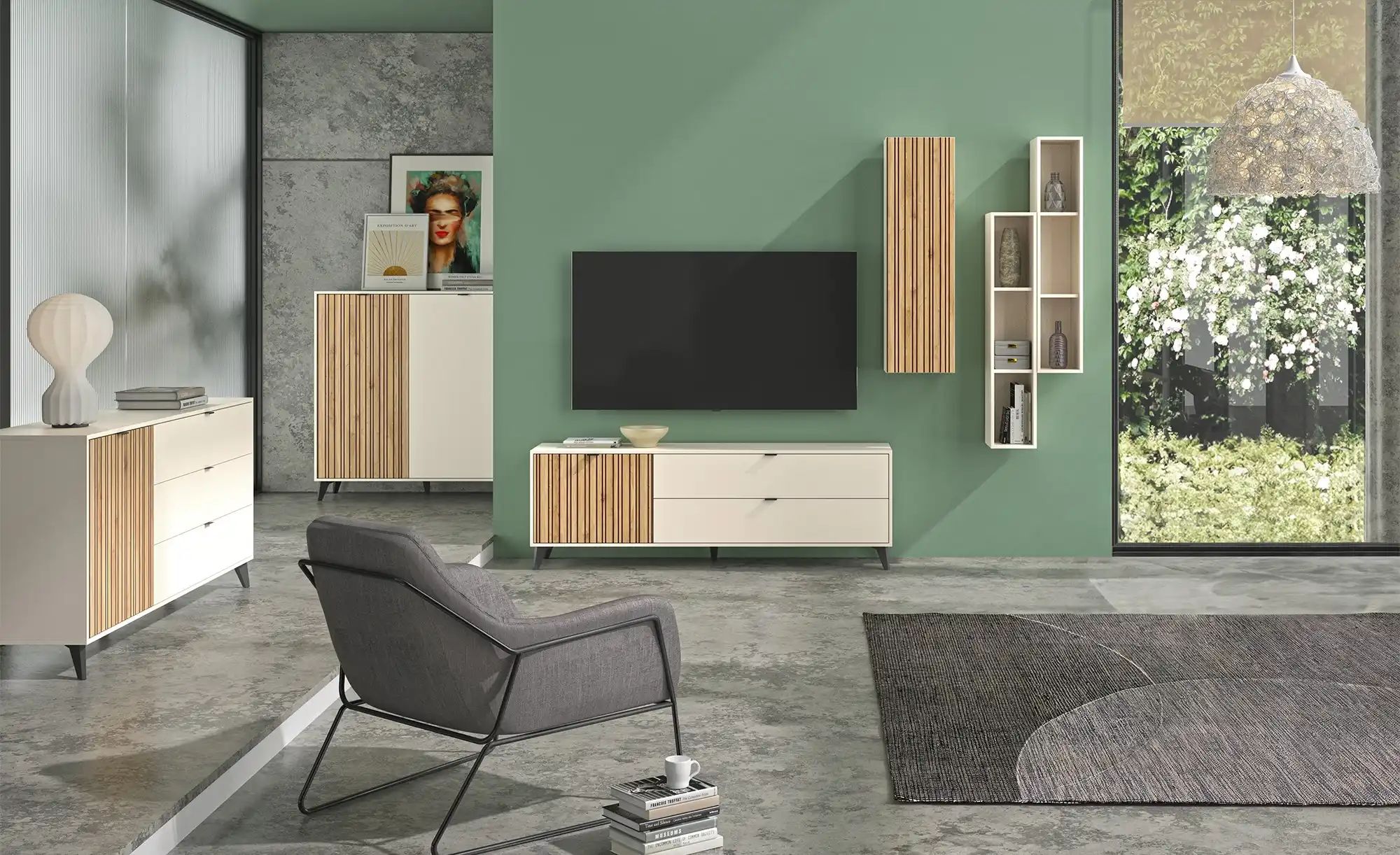 Highboard  Ispani ¦ creme ¦ Maße (cm): B: 123,2 H: 125,6 T: 40.7 Kommoden & günstig online kaufen