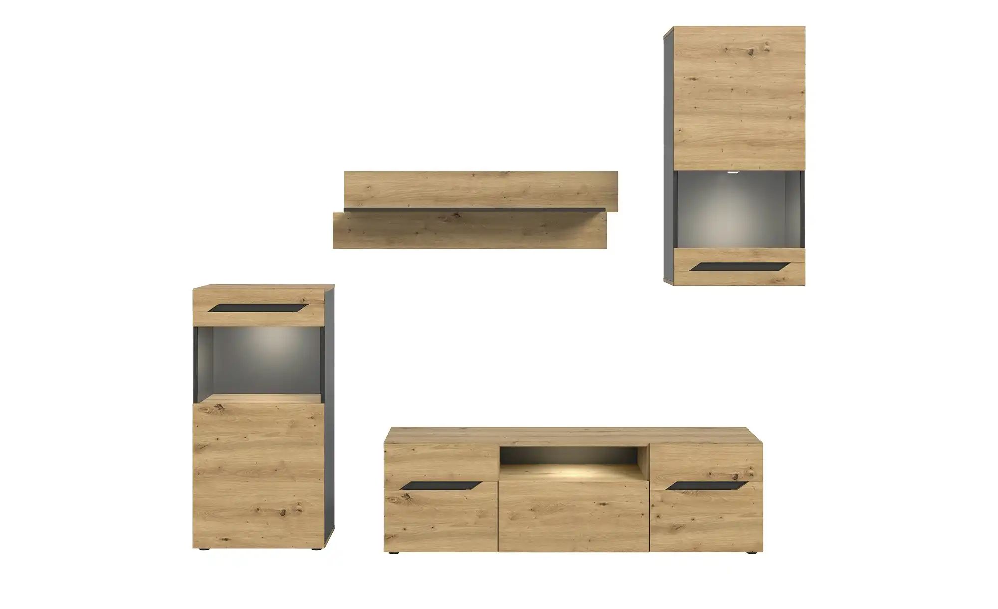 Wohnkombination  Ventos ¦ holzfarben ¦ Maße (cm): B: 253 H: 196 T: 40.0 Kom günstig online kaufen