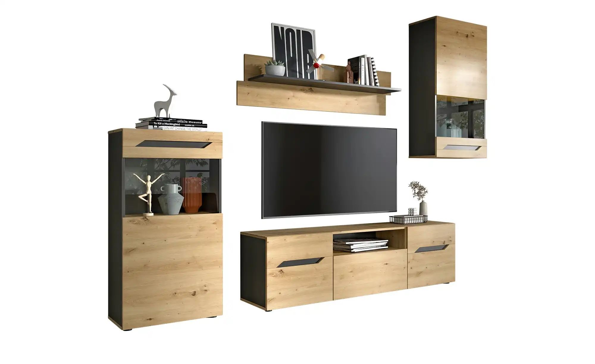 Thumbnail - Wohnkombination  Ventos ¦ holzfarben ¦ Maße (cm): B: 253 H: 196 T: 40.0 Kommoden & Sideboards > Wohnwände - Höffner